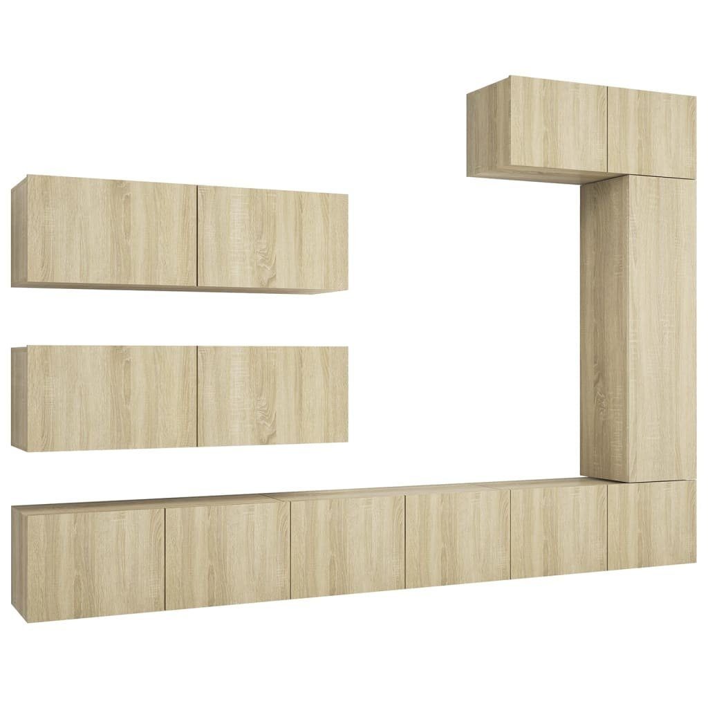 furnicato 7-tlg. TV-Schrank-Set TV-Schrank Sonoma-Eiche Holzwerkstoff