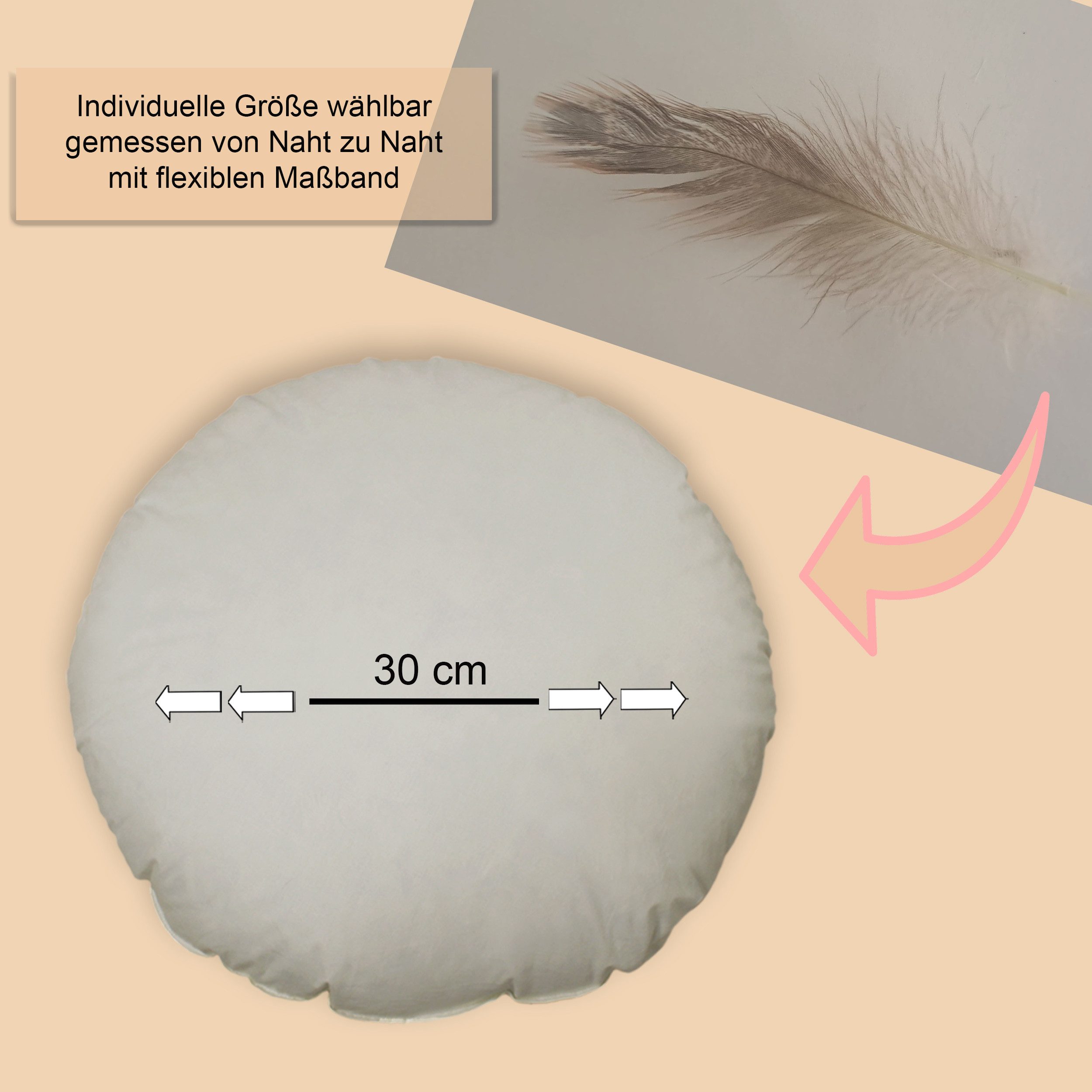 Haus und Deko Kopfkissen Kissenfüllung Federkissen rund Füllkissen Kopfkiss günstig online kaufen