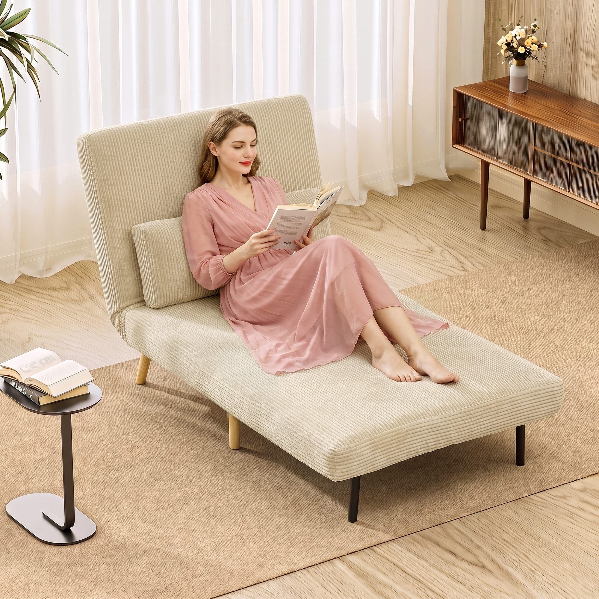HOMCOM Schlafsofa Schlafsessel 3 in 1 mit Bettfunktion, Verstellbarer Rückenlehne, Set 1 Teile, 3-in-1, Click-Clack, Rückenlehne 6-fach