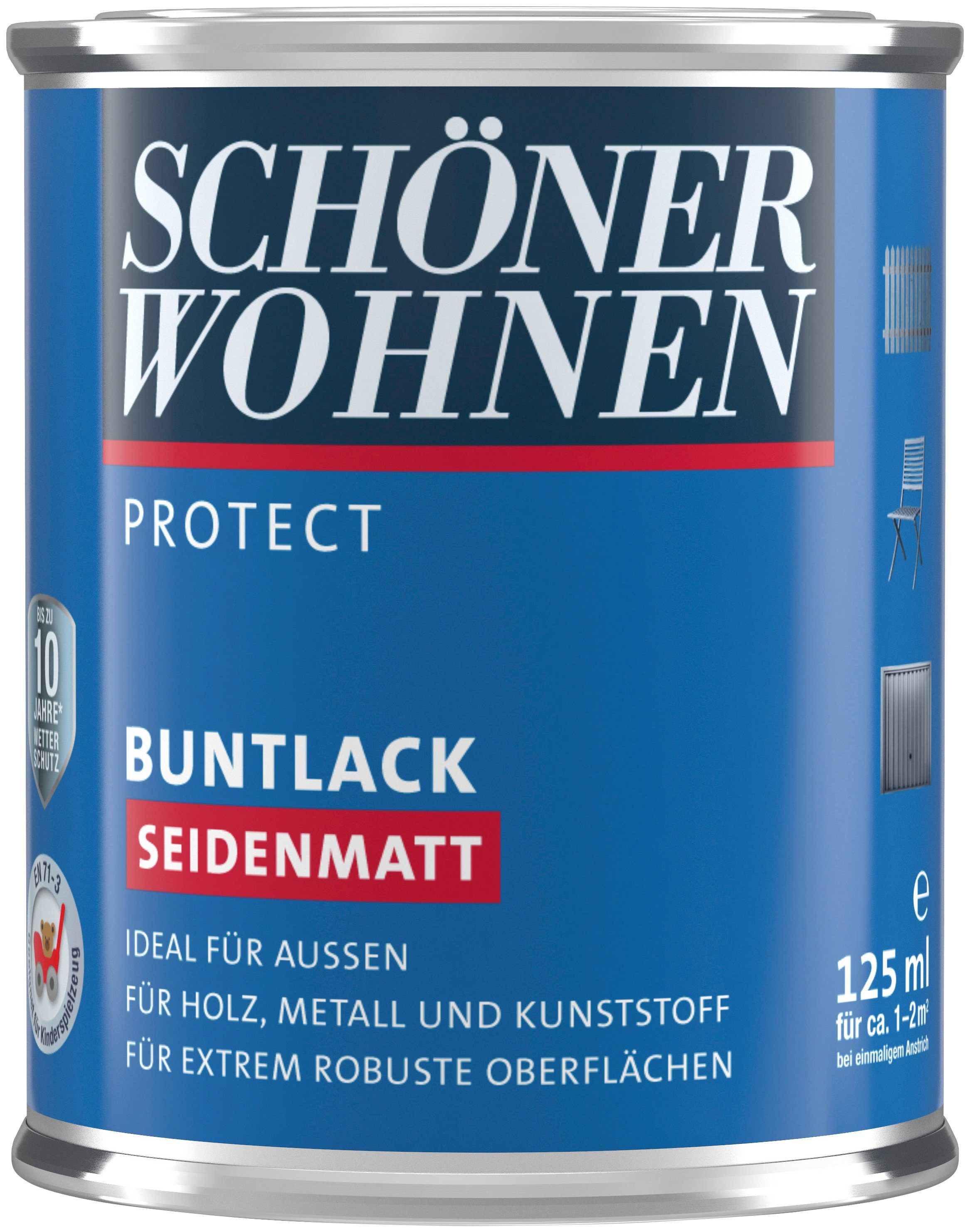 WOHNEN für 125 außen ideal Buntlack, ml, Protect FARBE seidenmatt, naturgrau, Lack SCHÖNER