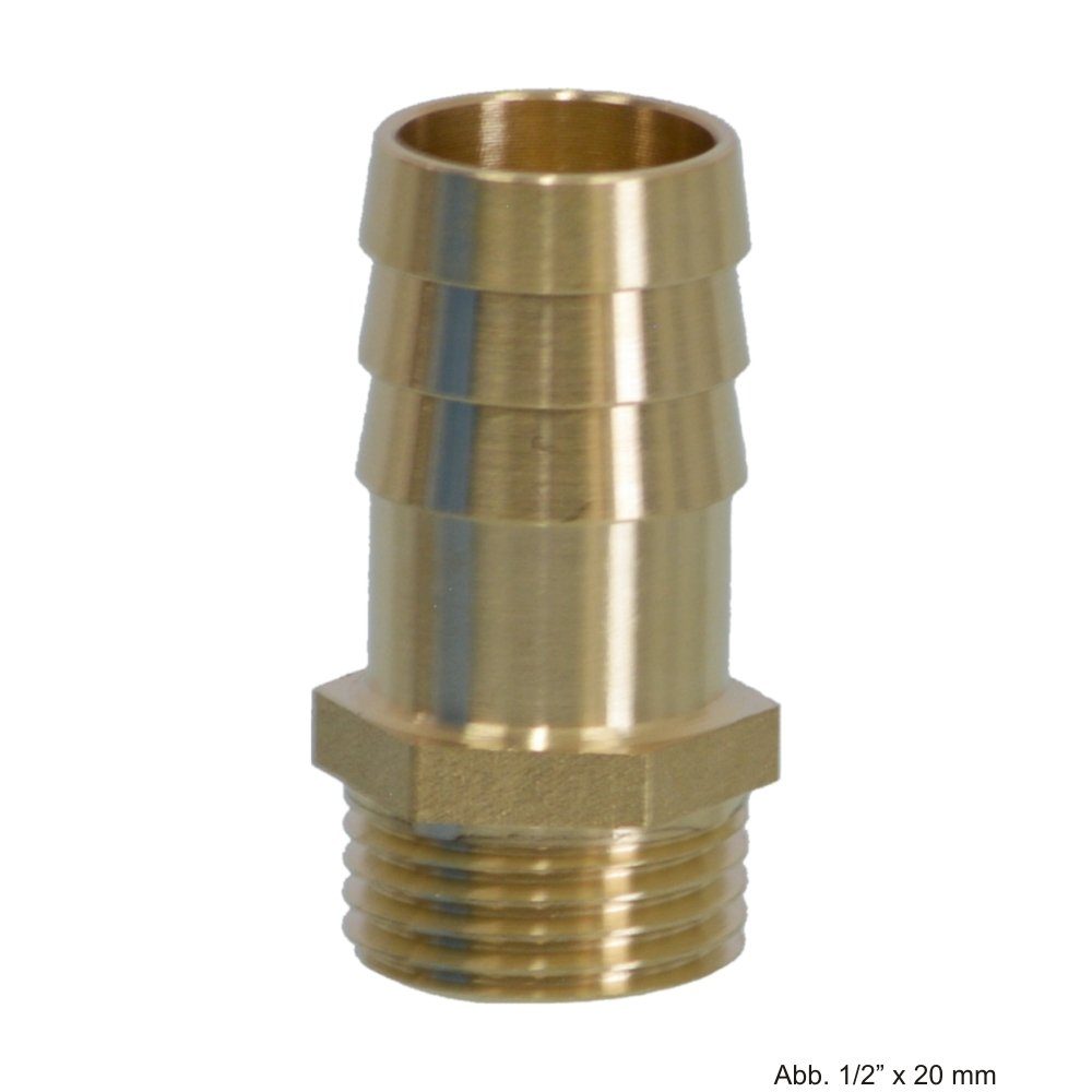bevo Gartenschlauch Messing Schlauchtülle mit Sechskant, AG x Schlauchtülle 1/2" x 20 mm