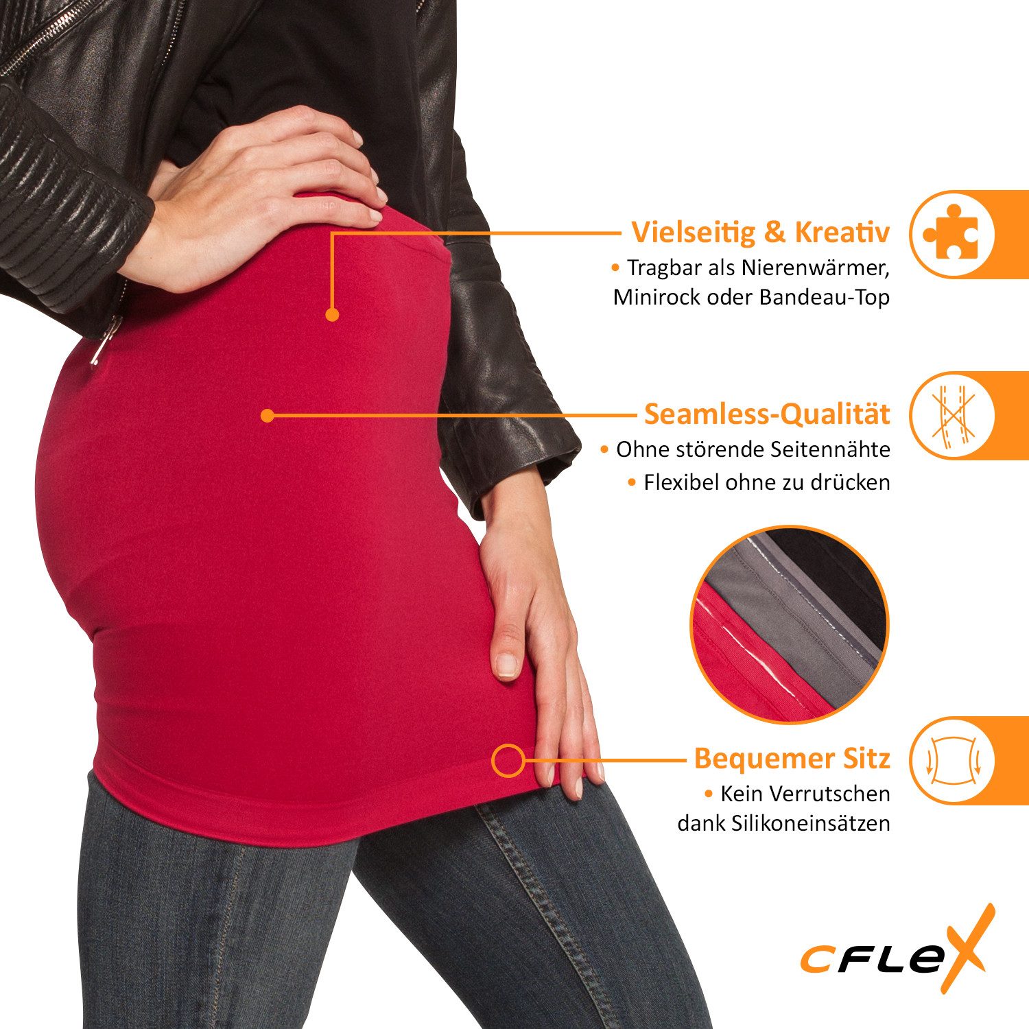 CFLEX Bandeautop Variotube Damen Seamless Nierenwärmer - Top Rock Tube – Bild 3 von 5