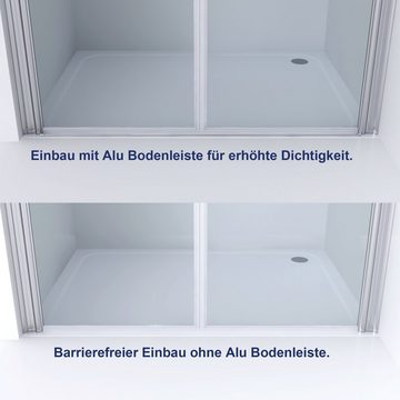 AQUALAVOS Komplettdusche Duschkabine Eckeinstieg U-Form Schwingtür Drehtür mit 2 Seitenwänden, BxT: 90x75 cm, 6 mm klar Einscheibensicherheitsglas (ESG) mit Nanobeschichtung, Eckdusche U Kabine 180° Pendeltür, Tür öffnet nach außen und innen