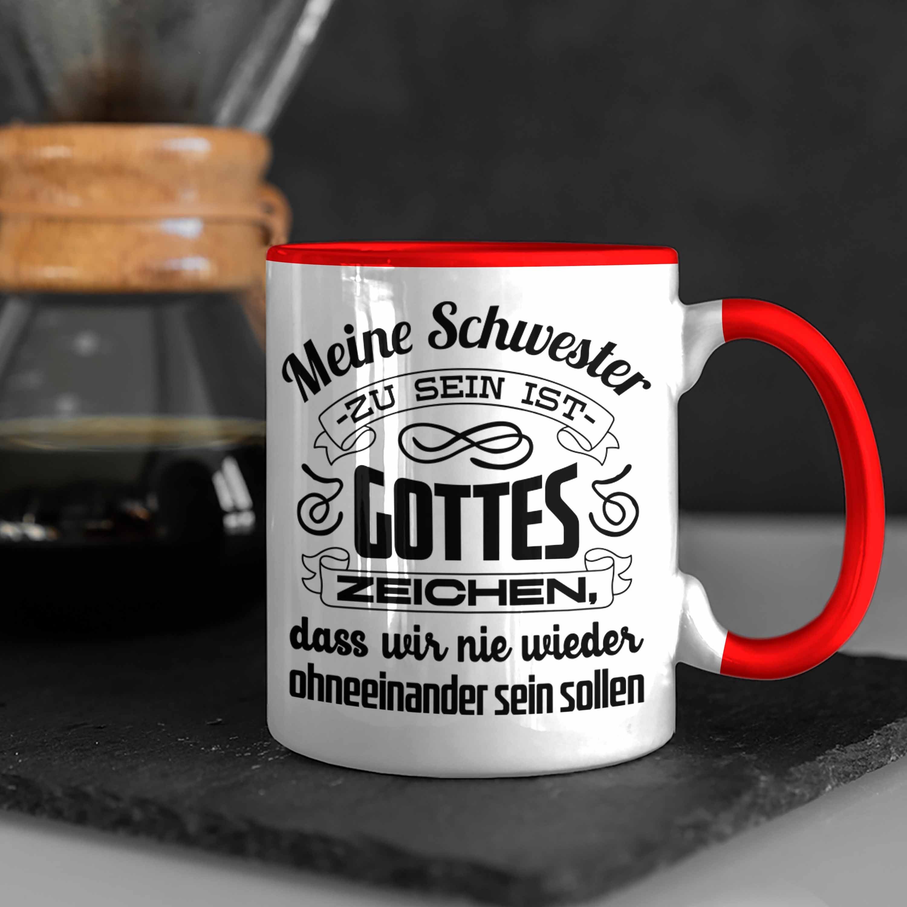 mit Schwester Geburtstag Spruch Trendation - Tasse Geschenkidee Schwester Tasse Schwester Rot von Trendation Beste