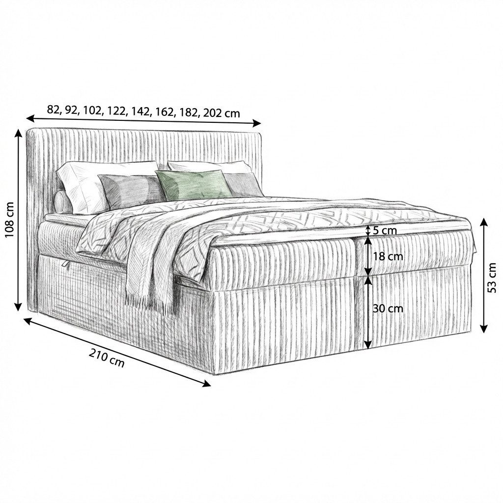 A&J MöbelLand GmbH Boxspringbett RALF mit Bettkasten, Topper und gepolstertem Kopfteil. (Boxspringbett mit Bettkasten und gepolstertem Kopfteil) – Bild 4 von 5