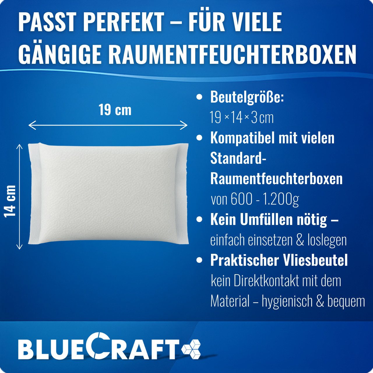 BlueCraft Granulat-Luftentfeuchter 10x 600g Prills im Vliesbeutel Nachfüllp günstig online kaufen