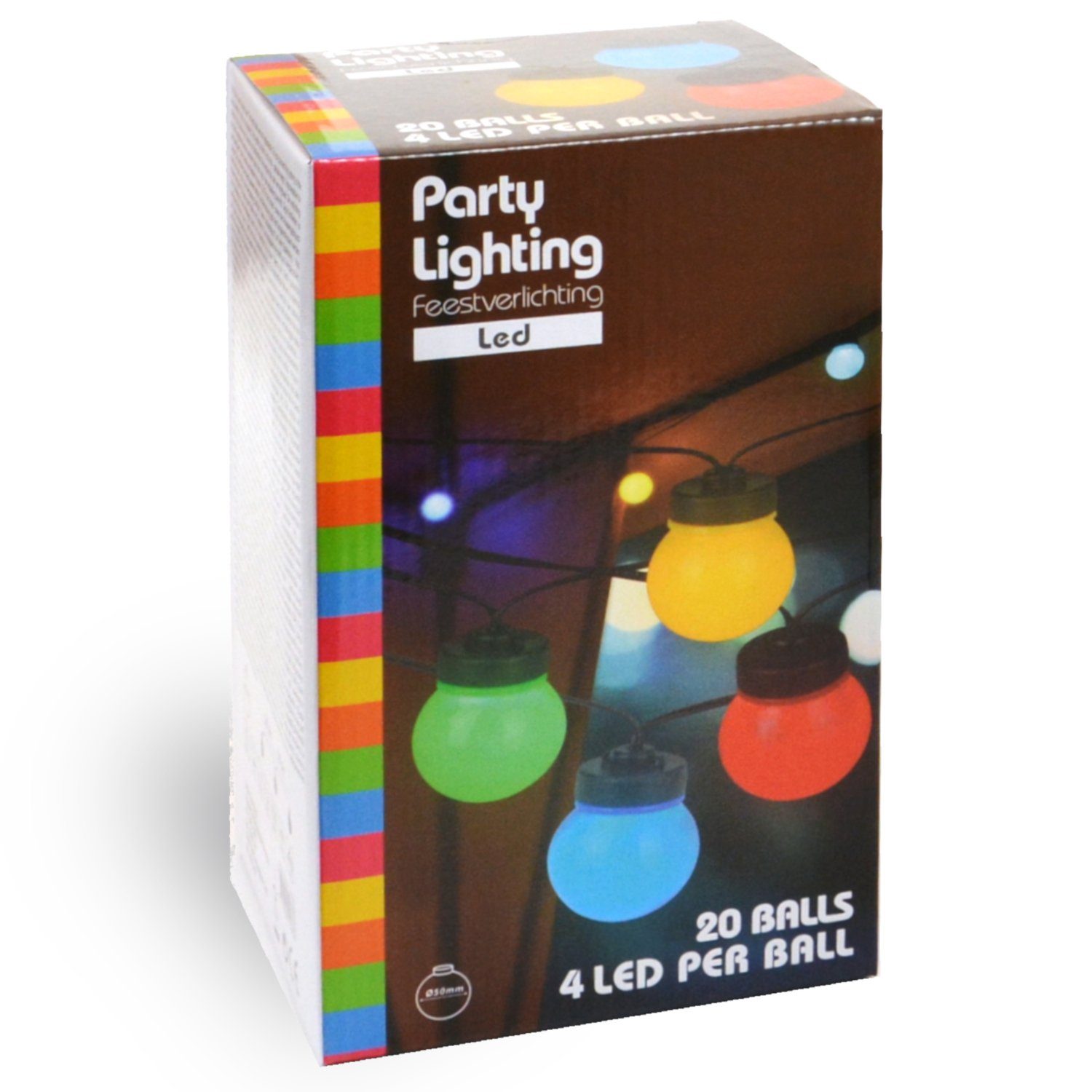 INtrenDU LED-Lichterkette Party Lichterkette bunt 9,5m Mit 20 großen Kugeln für außen und innen