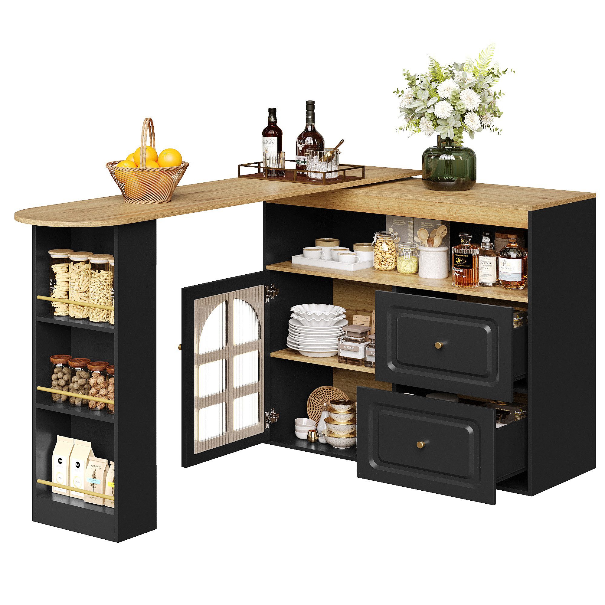 MODFU Bartisch 360° Drehbarer Bartisch,Kücheninsel (Sideboard-Schrank günstig online kaufen