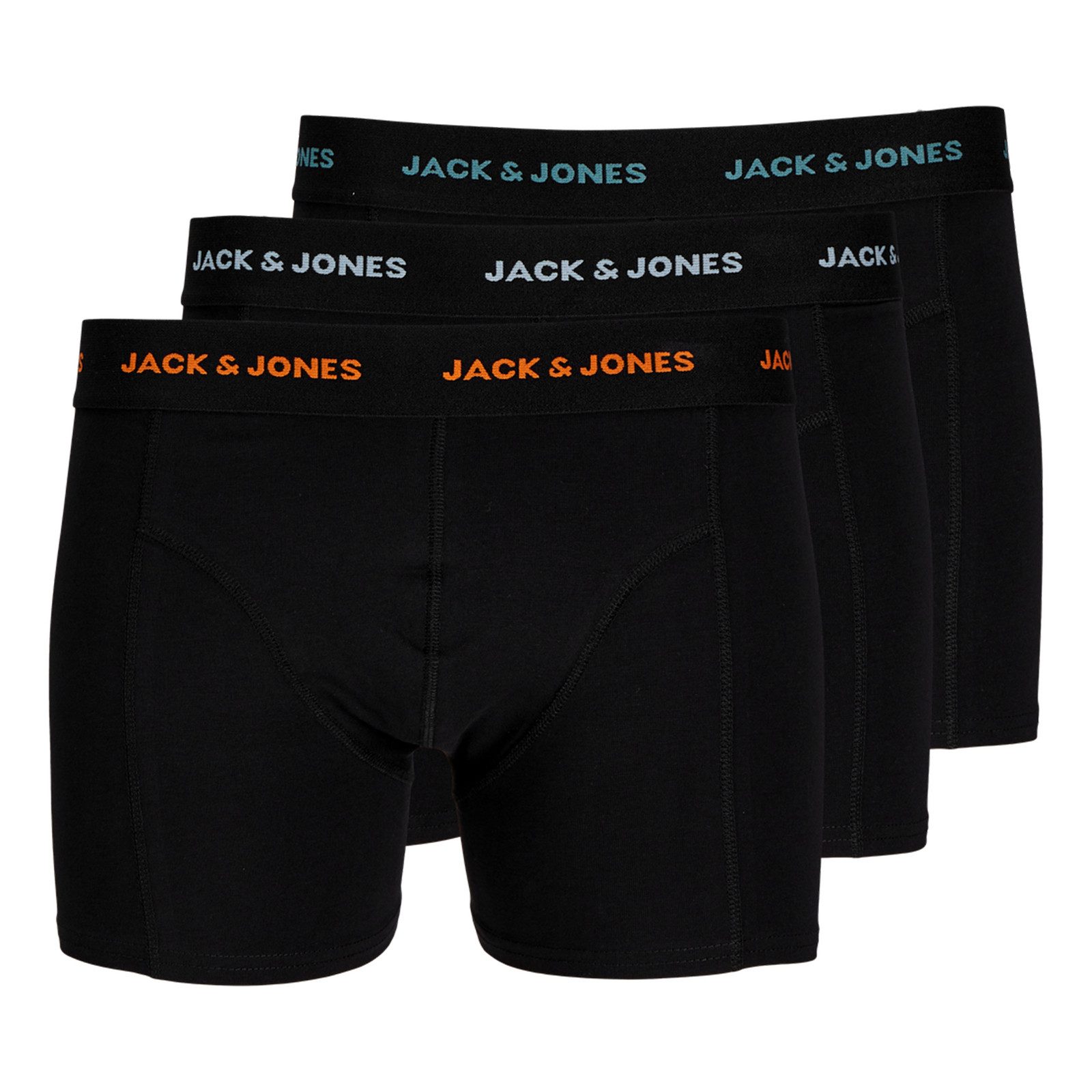 Jack & Jones Trunk 3x black (3-St) mit Markenschriftzug am Bund