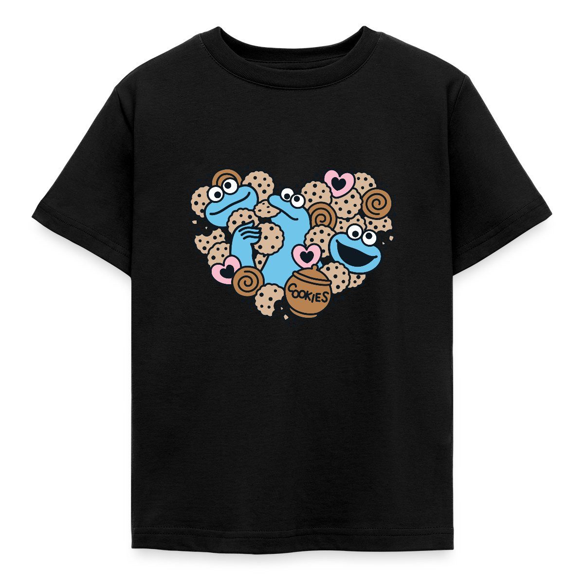 T-Shirt Sesamstraße Herz Mit Krümelmonster Kinder T-Shirt