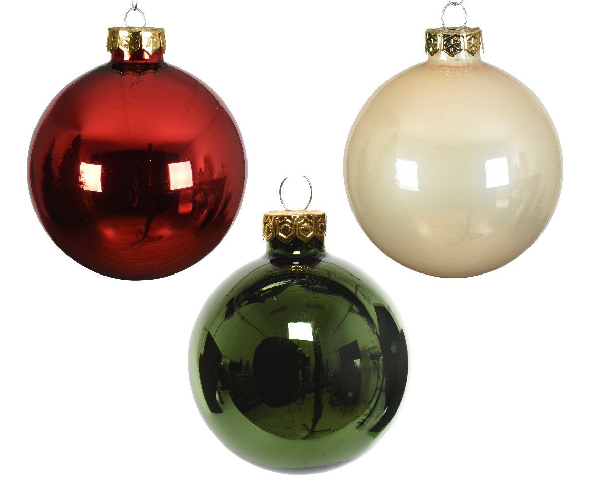 Weihnachtsbaumkugel, decorations Stück Mix Perle Decoris - 6cm Rot 20 / season Piniengrün Weihnachtskugeln Glas x /