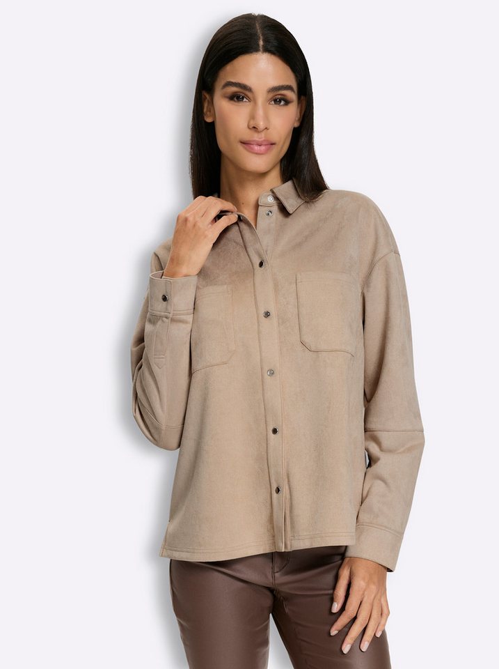 heine Klassische Bluse Lederimitat-Bluse Langarm