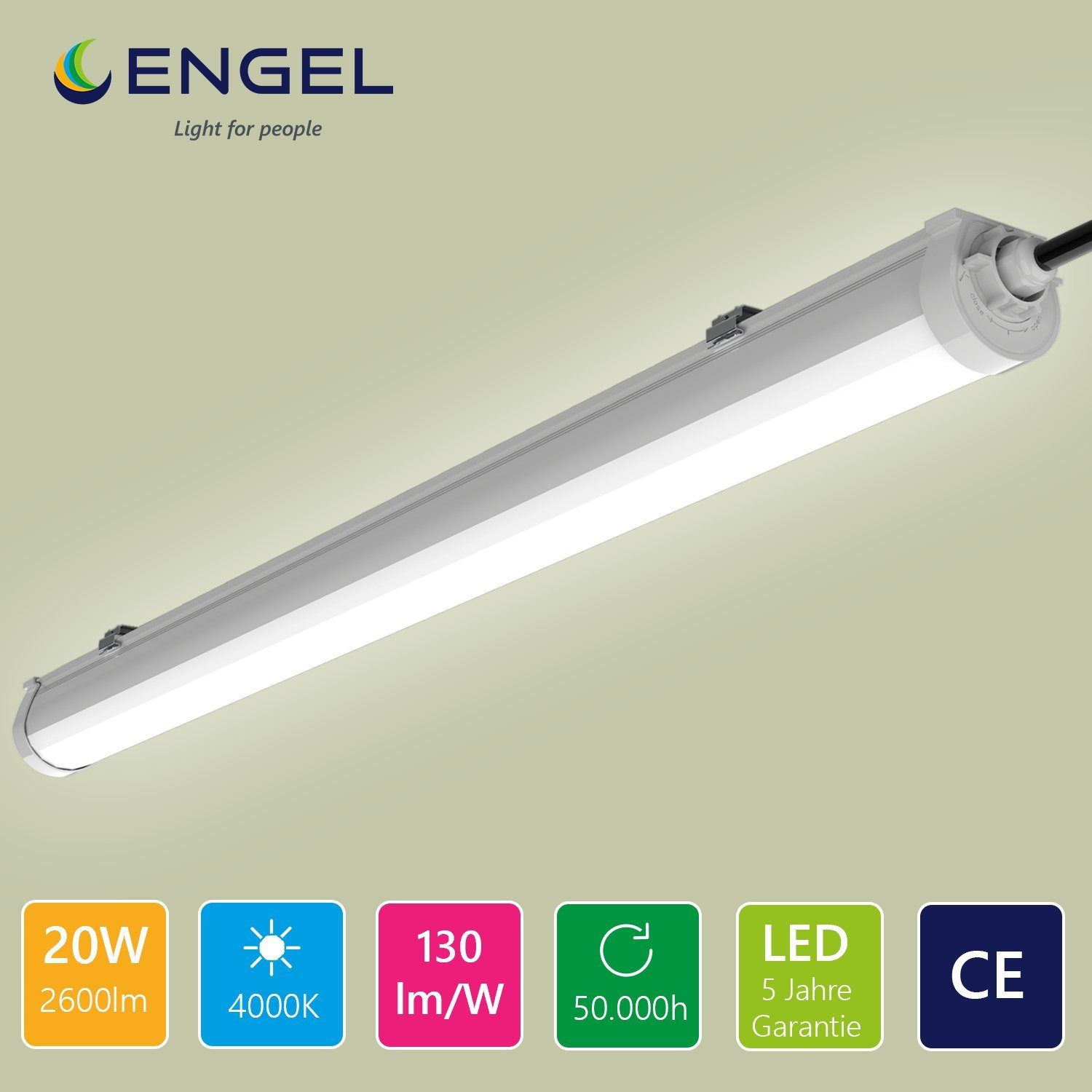Engel LED Deckenleuchte Exton Standard, LED fest integriert, Tageslichtweiß, Sehr einfache Verdrahtung durch Bajonettverschluss und Schublade mit Push-Button-Anschlussklemmen.