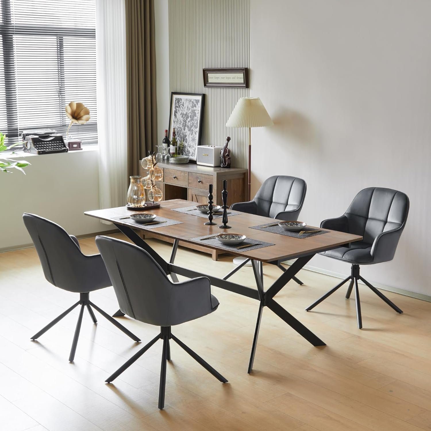 EUGAD Esszimmersessel (6-St), drehbar, mit Armlehnen Rückenlehne, Metallbei günstig online kaufen