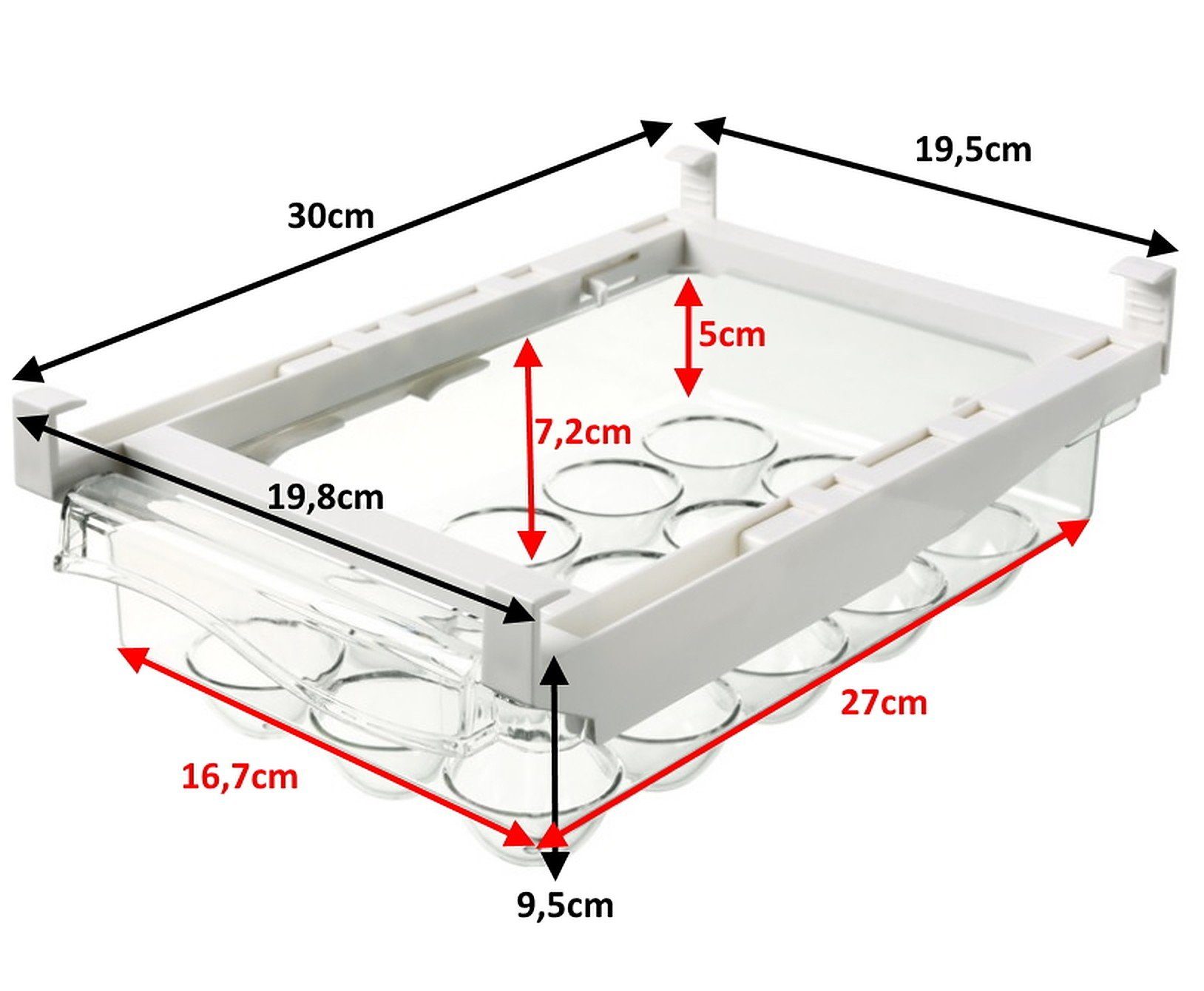 BAYLI Pizzaschneider Eierbehälter für Kühlschrank, Universal Kühlschrank Organizer für 15