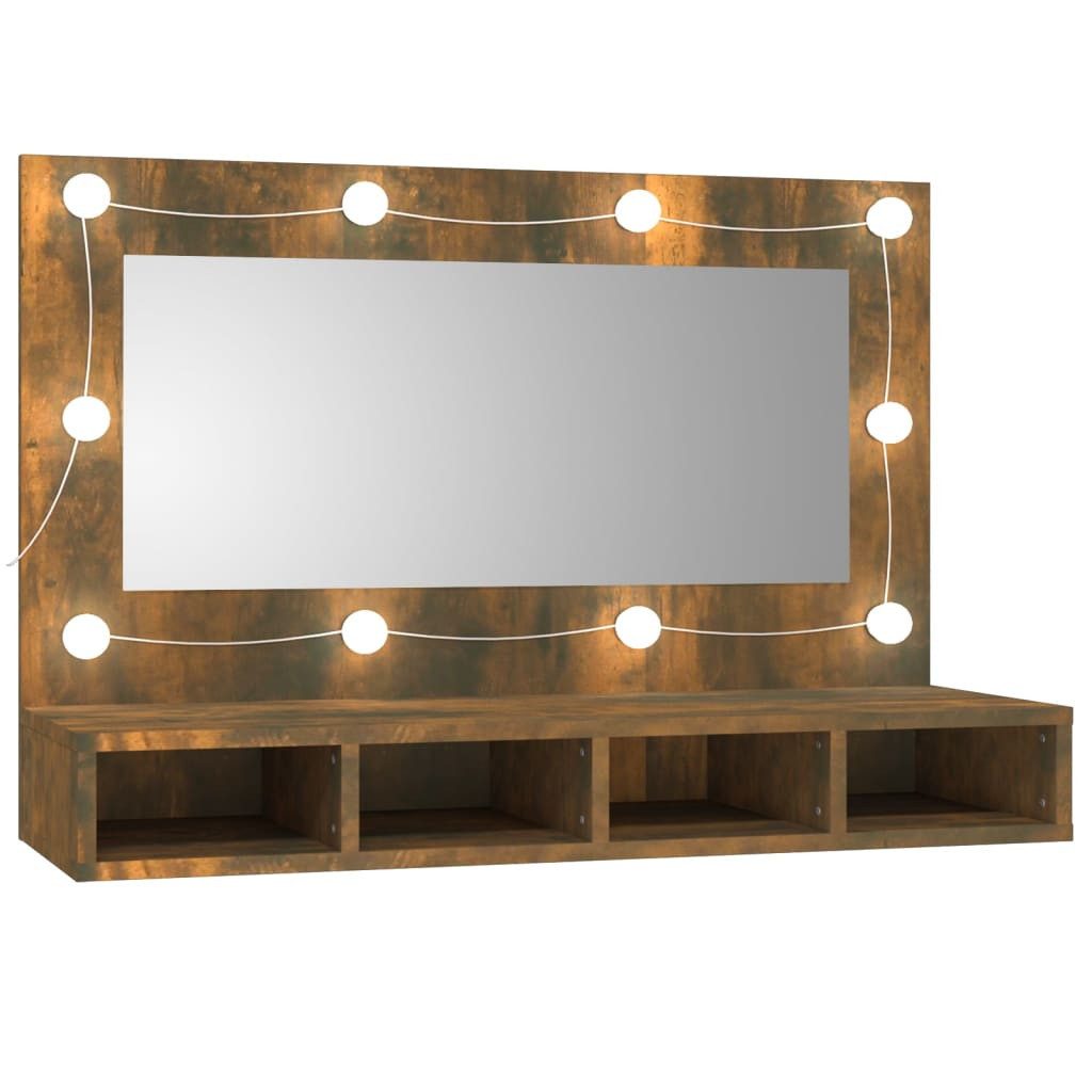 Vidaxl Spiegelschrank Mit Led Räuchereiche 90x31,5x62 Cm günstig online kaufen