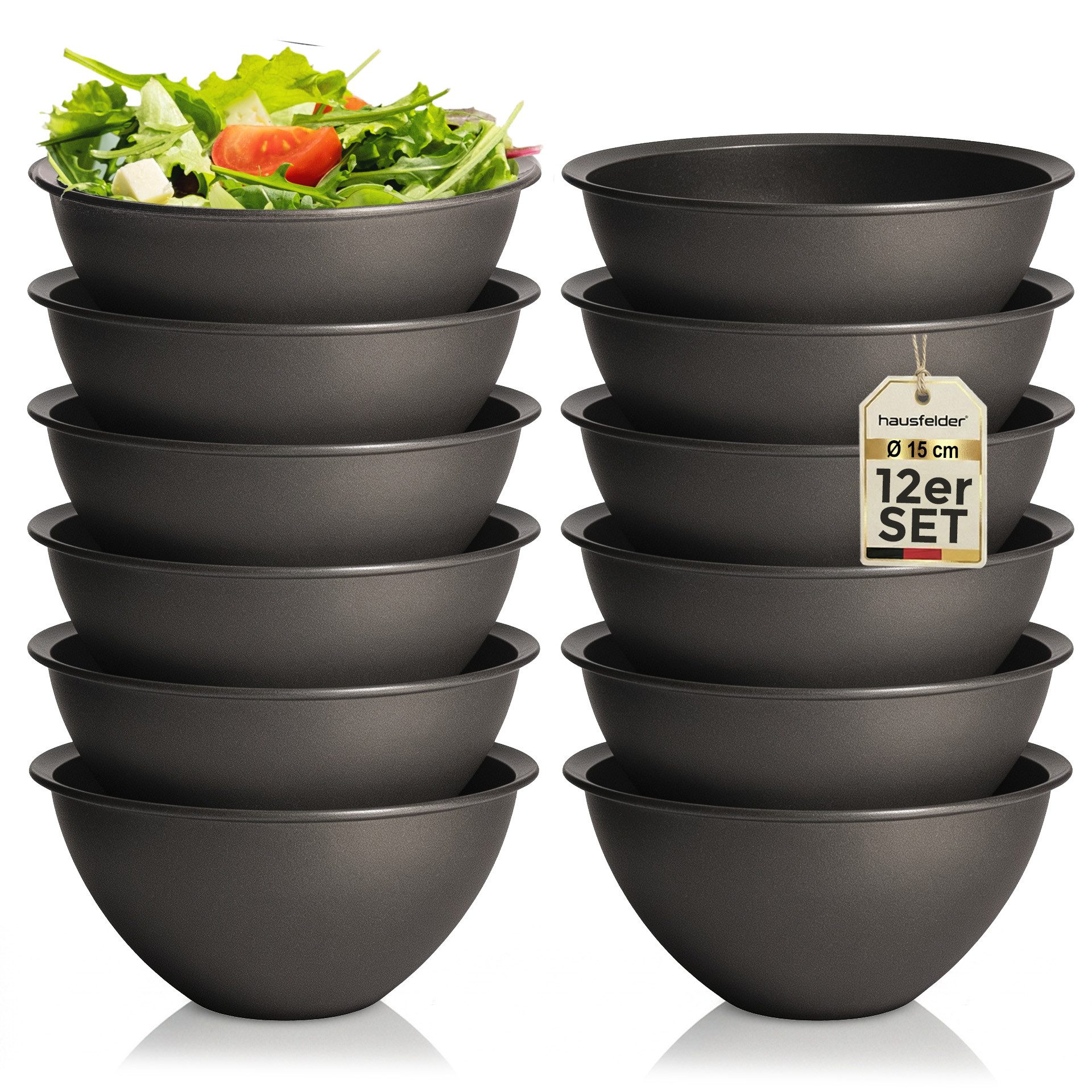 Salatschüssel 12-teiliges Schüssel Set, Kunststoff BPA-frei, 12x 0,7L ohne Deckel