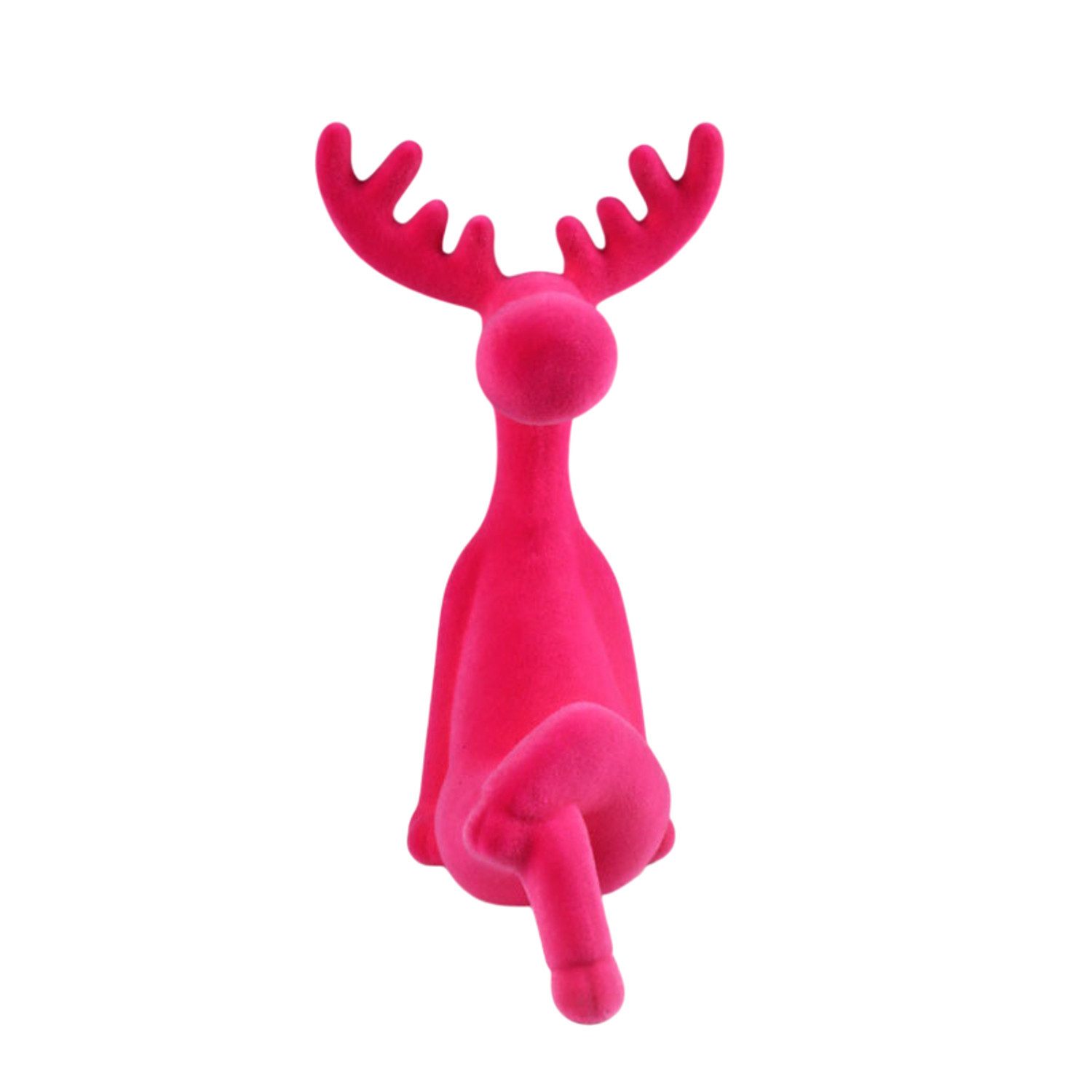 Macosa Home Миниатюрные фигурки Rentier 20,5 cm Grau, Orange, Fuchsia od. Pink (Dekofigur modern Weihnachten Dekoration Weihnachtsdeko), Kunststoff beflockt Dekorentier