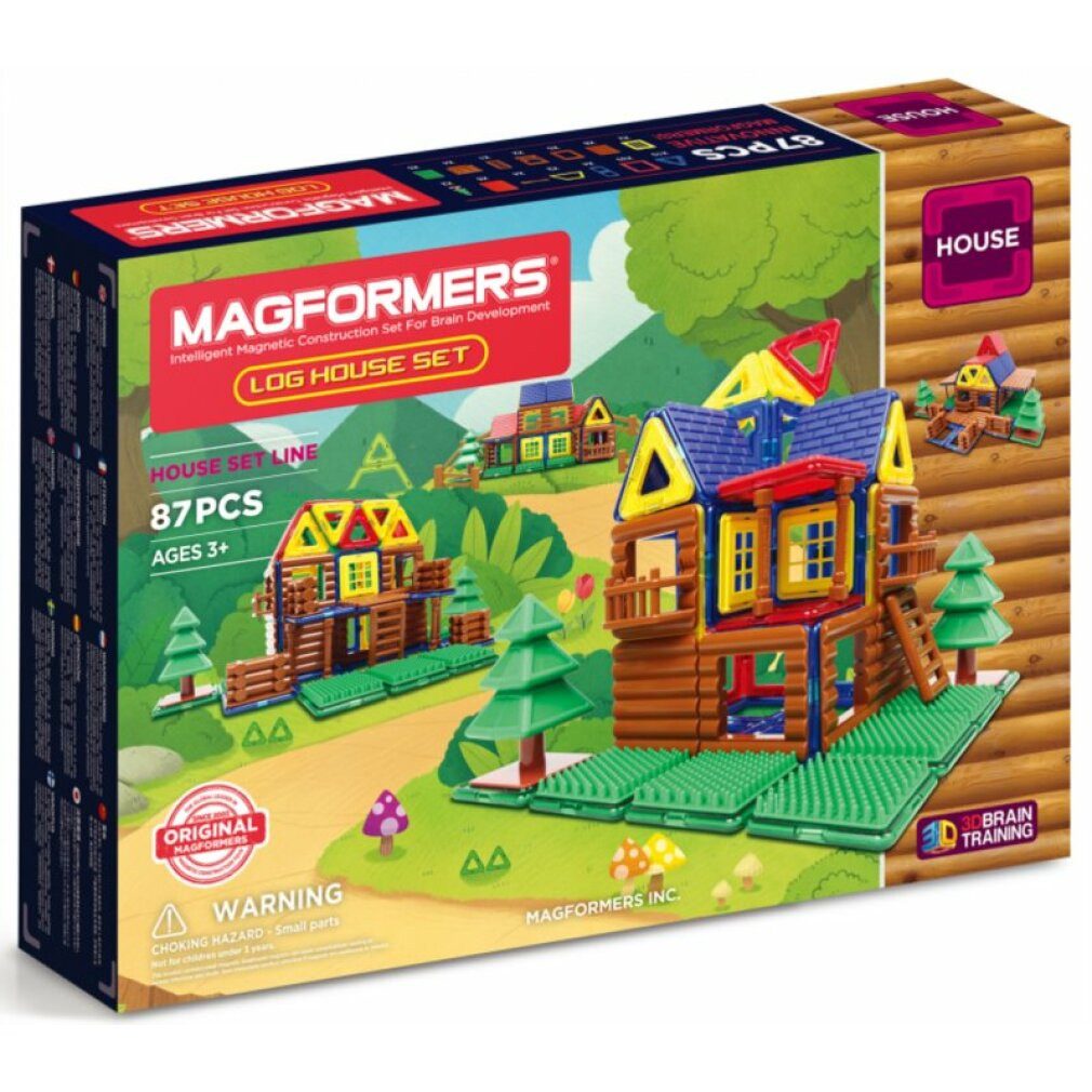 MAGFORMERS Waldhütte 87 Stück Magnetspielbausteine, (Packung)