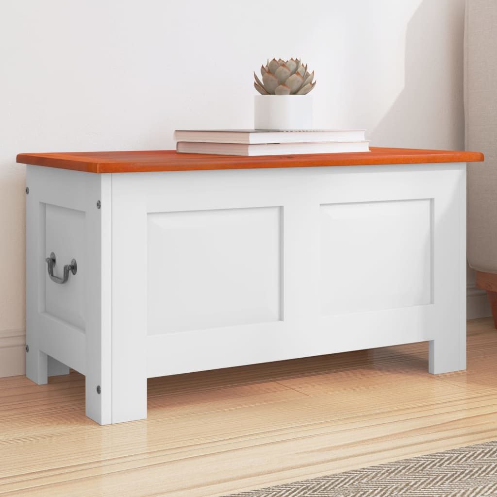 vidaXL Truhe 70 x 35 x 37 cm Truhe Aufbewahrungstruhe Holztruhe mit Deckel WeißBrau