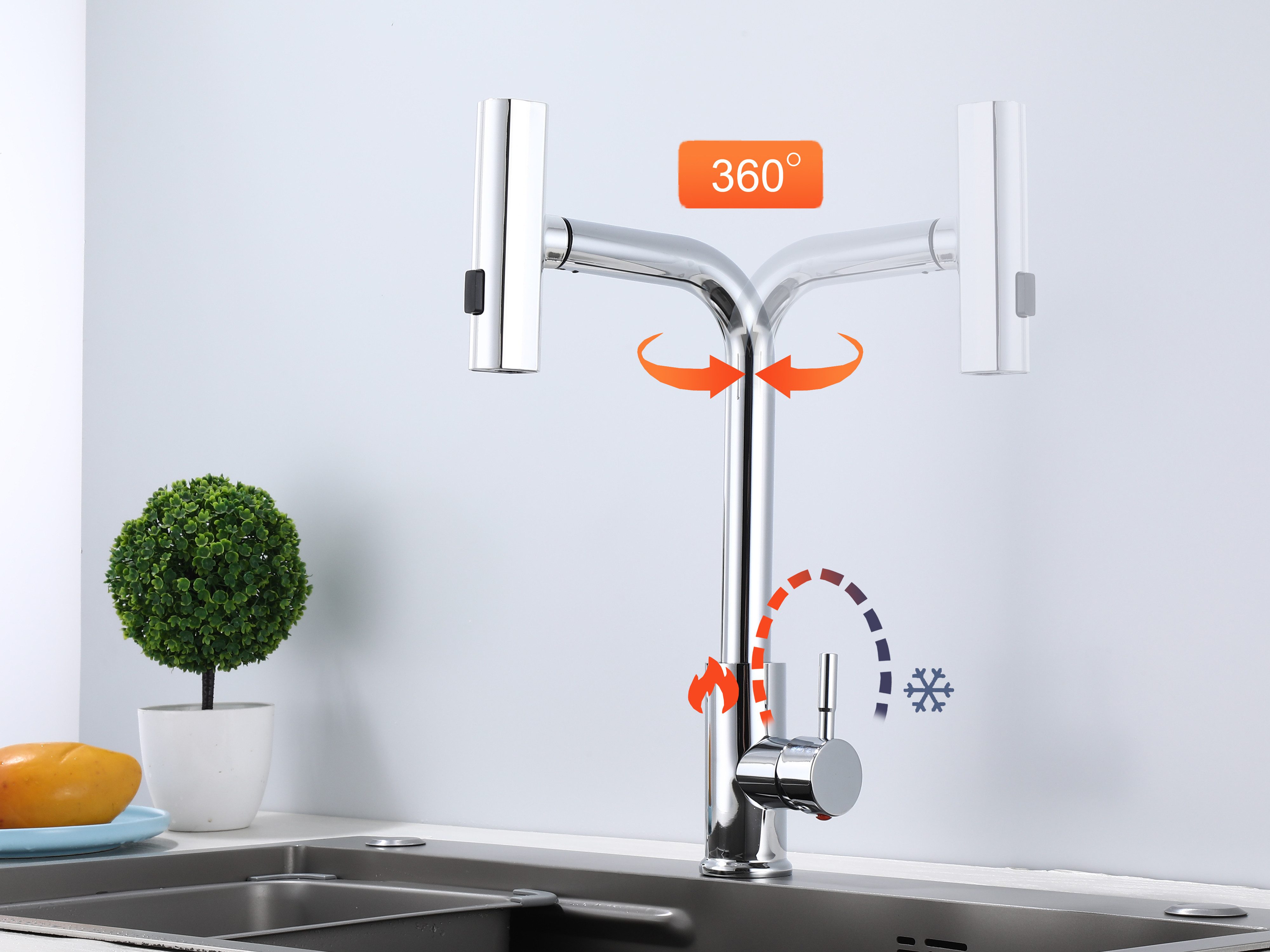 Homeline Küchenarmatur Küchenarmatur 360° Wasserhahn Küche Mischbatterie Spültisch Schwarz (Küchenarmatur)