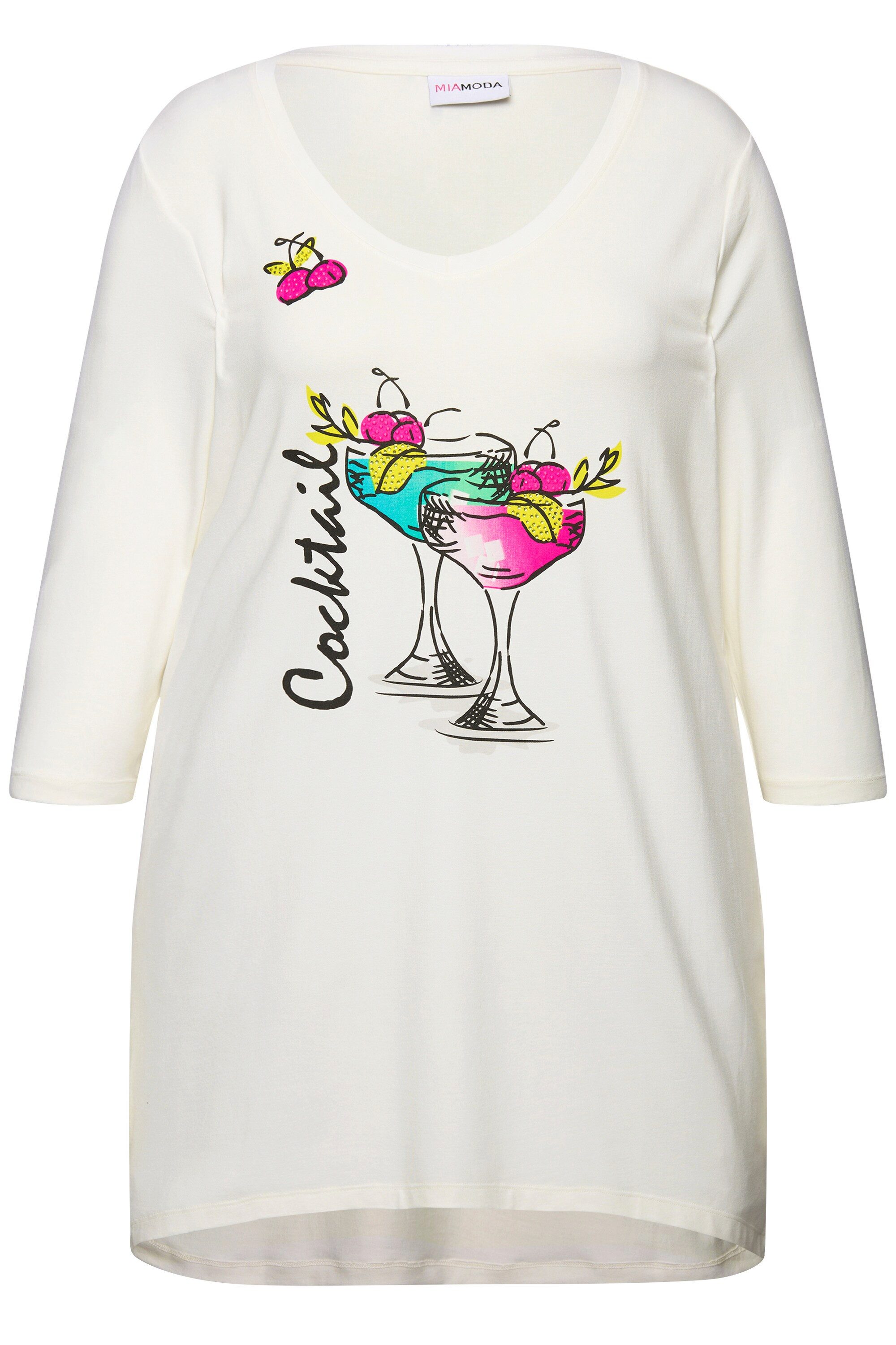 MIAMODA T-Shirt T-Shirt A-Linie Cocktail-Motiv 3/4-Ärmel günstig online kaufen