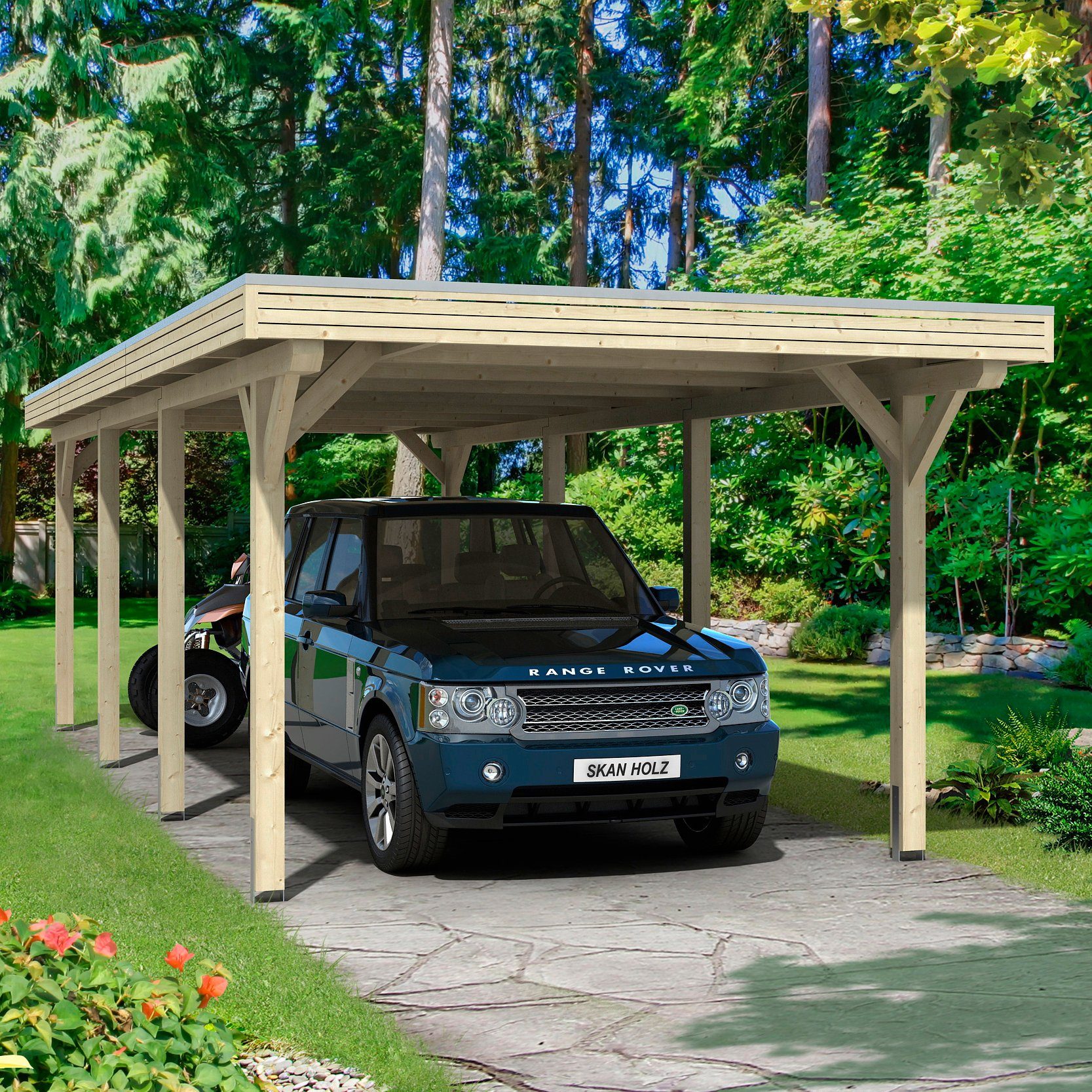 Skanholz Einzelcarport Spessart, BxT: 355x846 cm, 220 cm Einfahrtshöhe