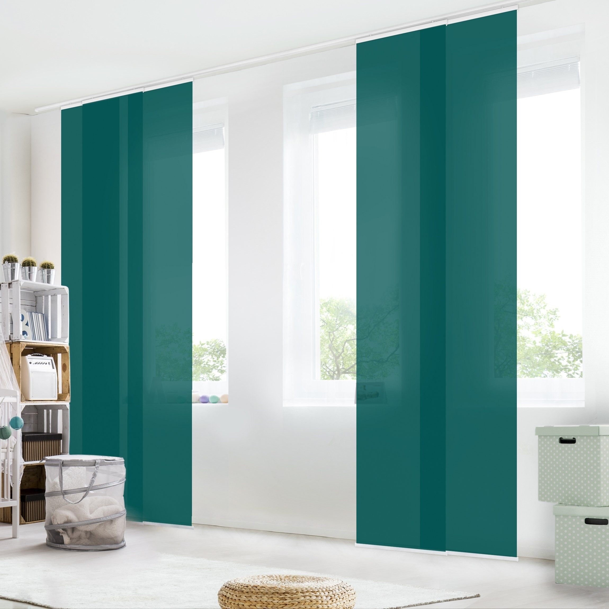 Bilderdepot24 Schiebegardine modern Flächenvorhang blickdicht Piniengrün, günstig online kaufen