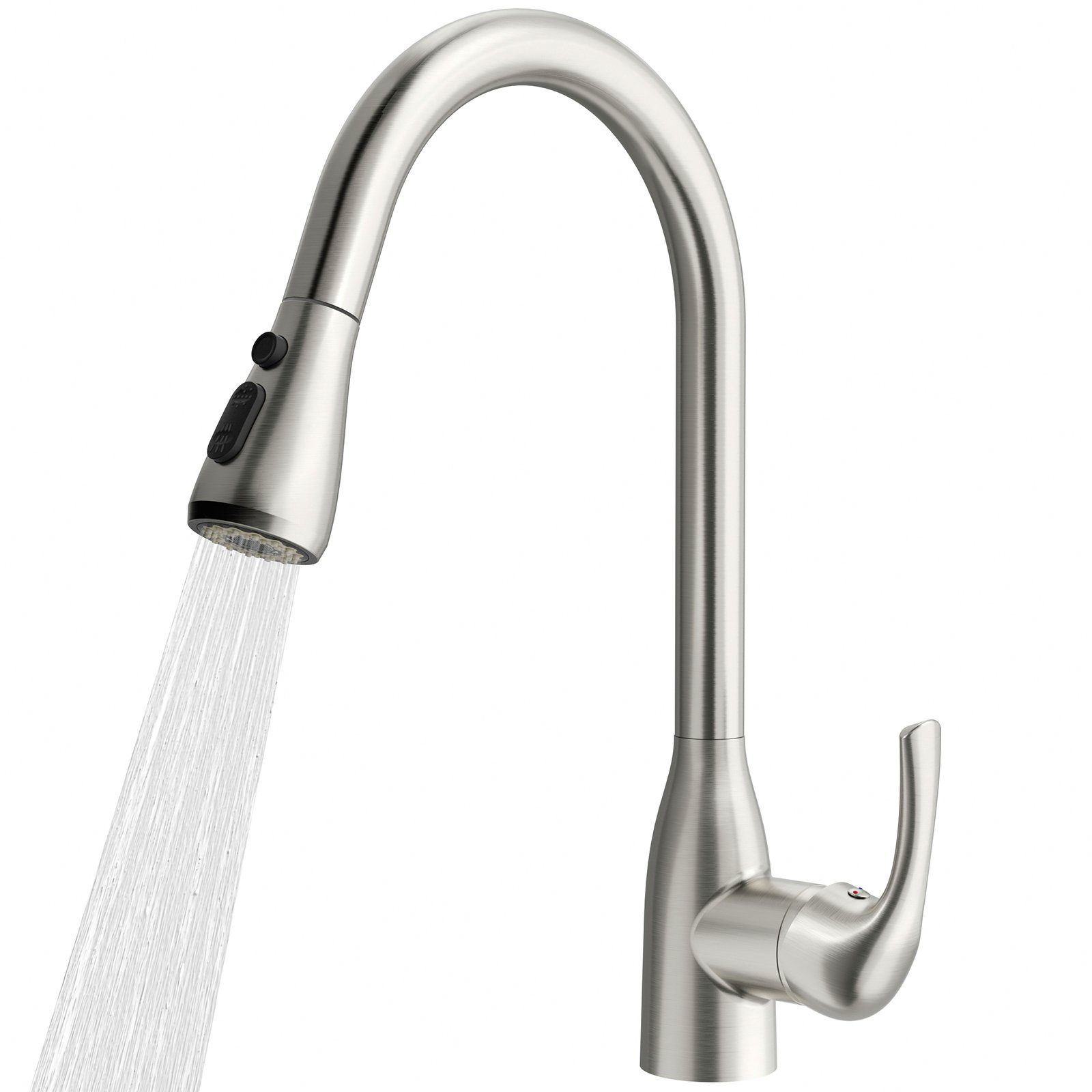Rainsworth Küchenarmatur Küchenarmatur Ausziehbar 40cm (Wasserhahn mit Kalt und Warmwasserschlauch,Schwarz, Spültischarmatur 360° Schwenkbar,Mischbatterier Küche) 3 Modus Wasserhahn Küche mit Hohe Bogenauslauf