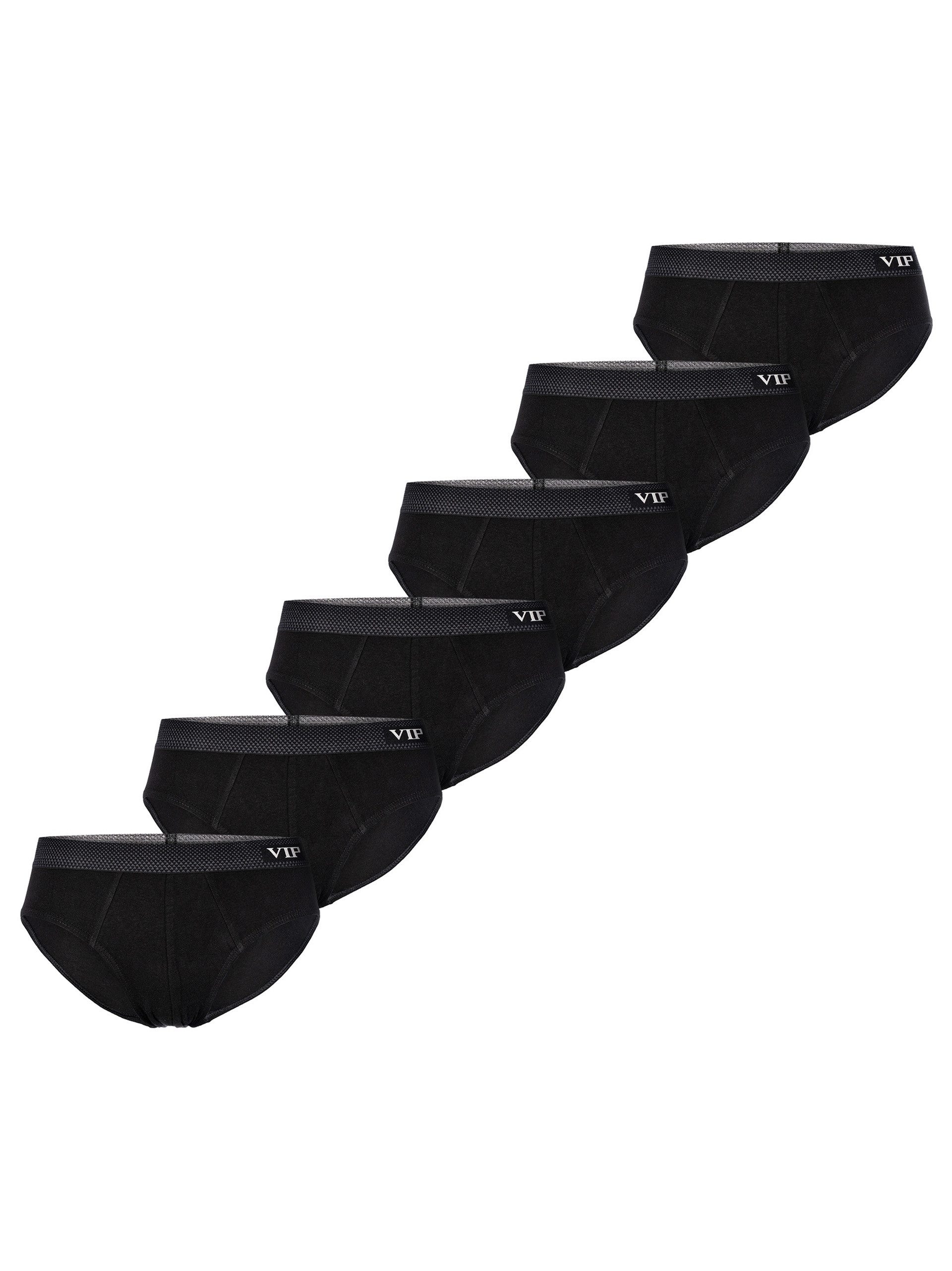 VIP Slip Premium Jersey Stretch - 6er Set - klassische Unterhosen (6-St) Unterwäsche Männer Herren Uni Baumwoll-Mix (95% Baumwolle) 6-Pack