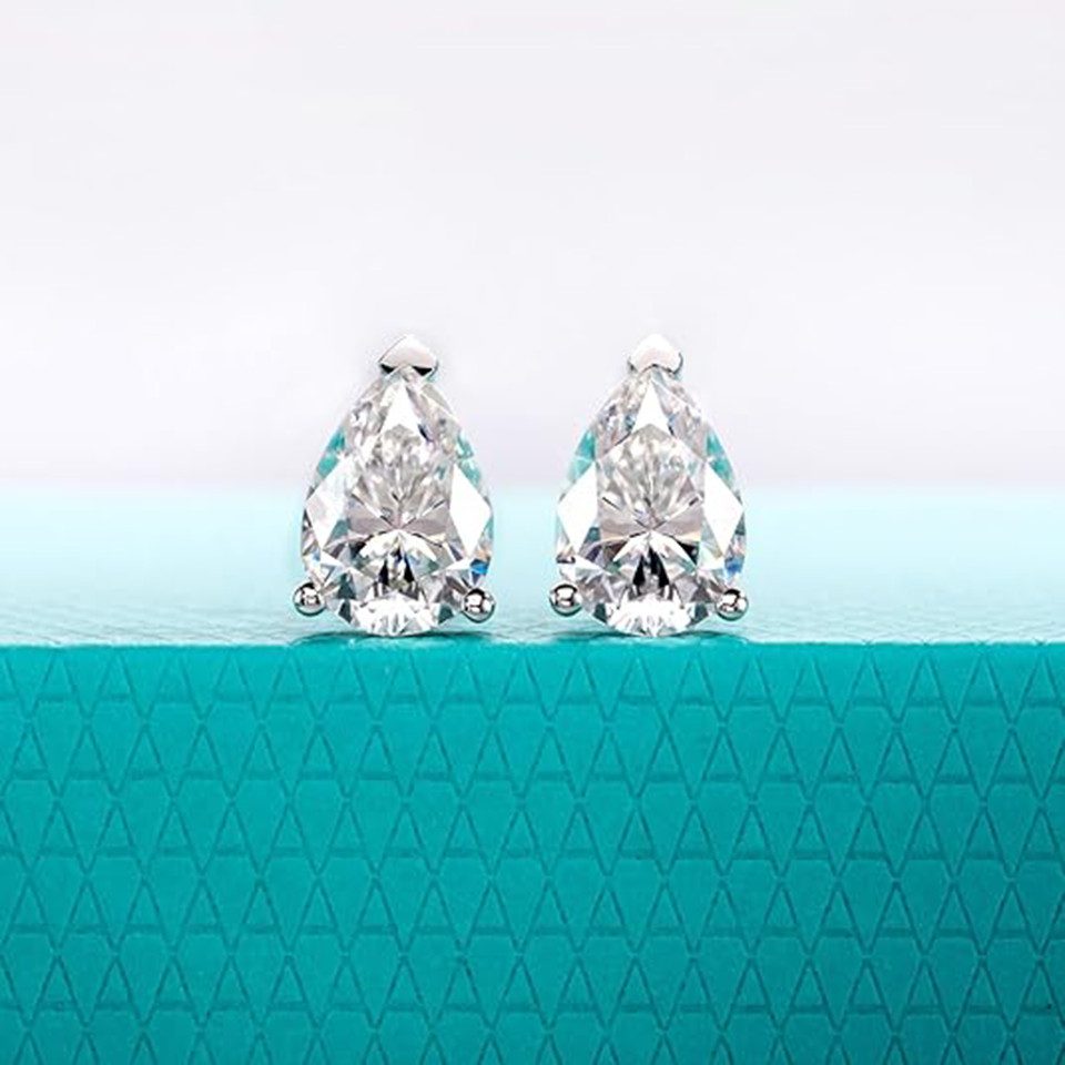 Jumpeak Paar Ohrstecker Wassertropfen-Diamantohrringe,schlichte Diamantohrringe,1ct/1,5ctD,VS1, 585 Gold, ein Geschenk für sich selbst, Geburtstagsgeschenk