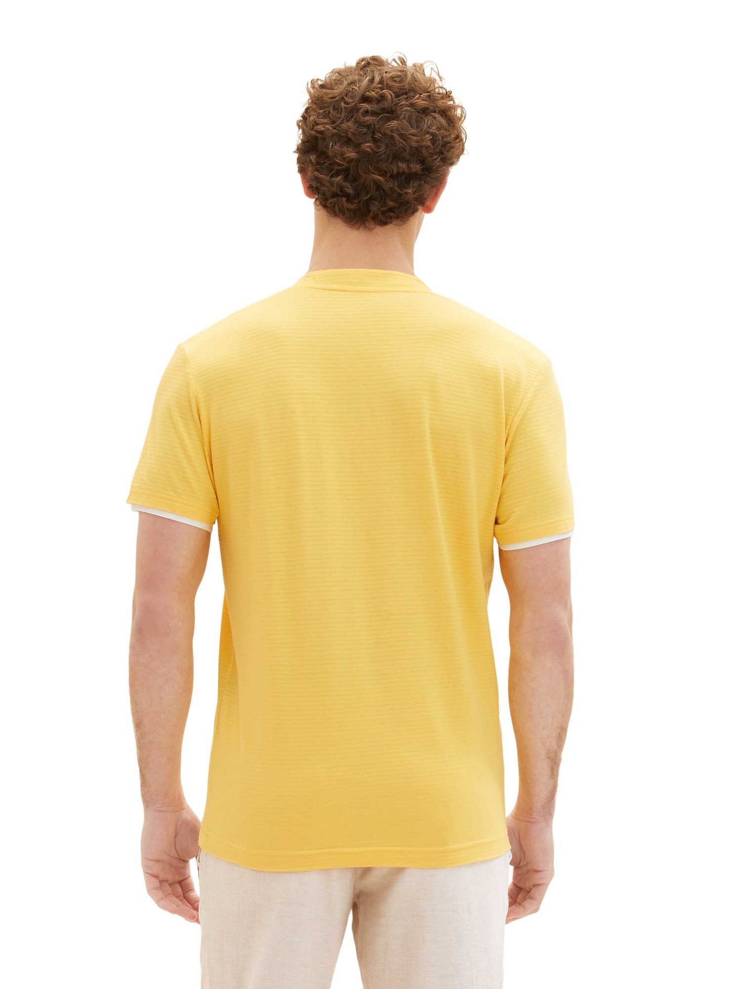 (1-tlg) TOM Henley TAILOR T-Shirt Kurzarmshirt gestreift Henleyshirt gelb