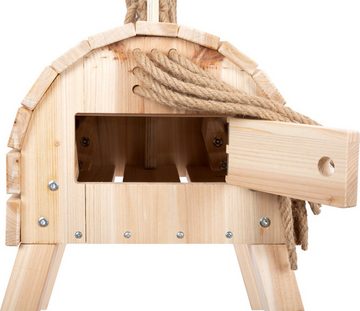 Small Foot Holzpferd Reitpferd kompakt für Kinder, praktischer Stauraum im Bauchbereich, mit Klappe verschließbar