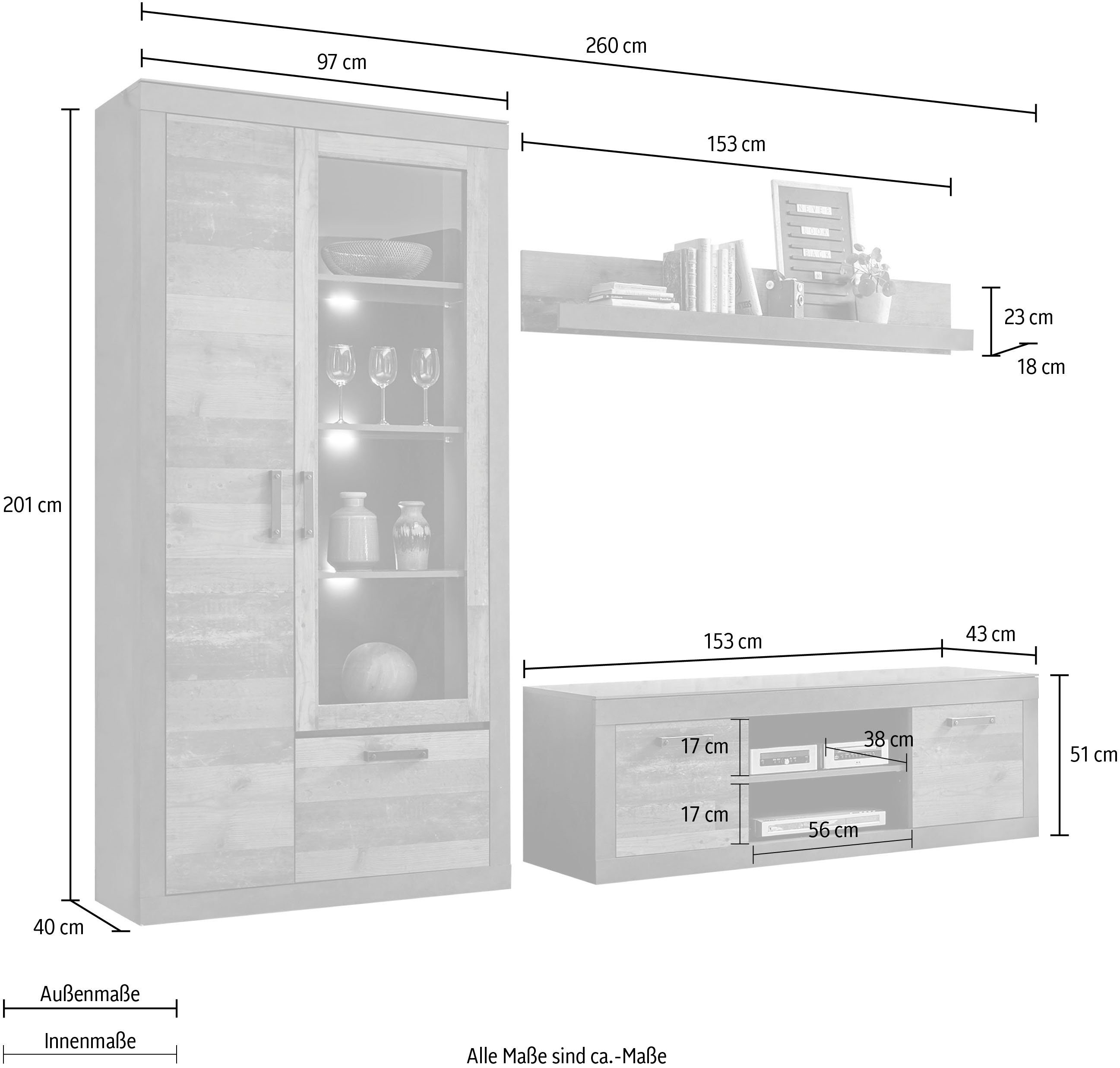 Home affaire Wohnwand BROOKLYN, (3-St)