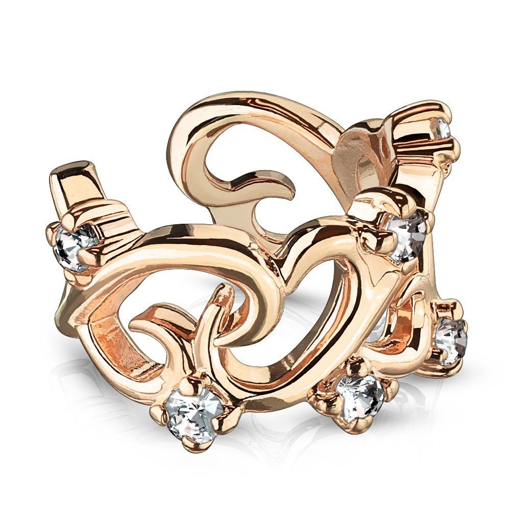 BUNGSA Ohrklemme Ohrklemme Ornament mit Kristall Brass Unisex rosegold (1 Stück, 1-tlg), Ohrschmuck Ohrringe