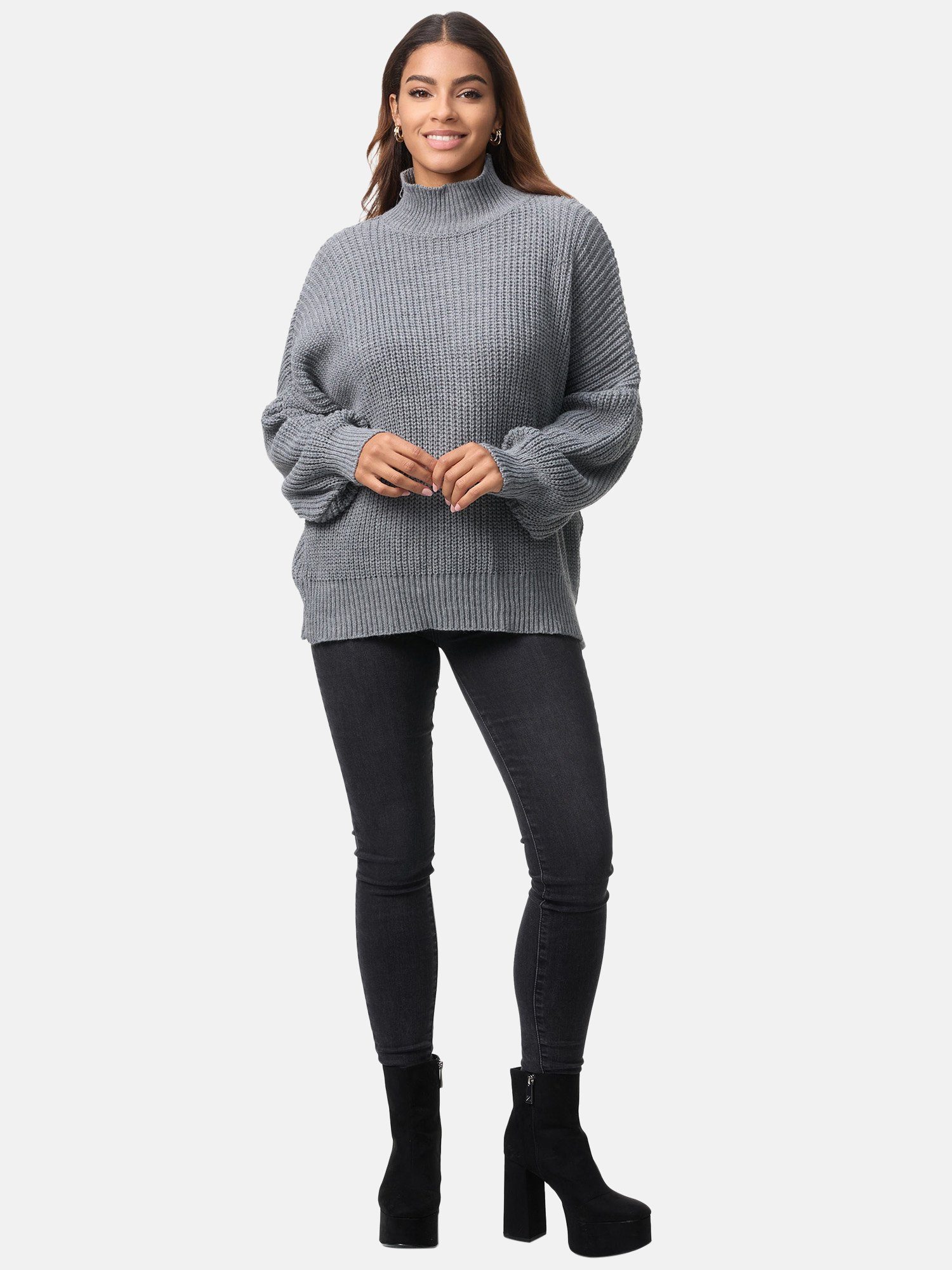 Elara Strickpullover Elara Damen Strickpullover Hoherkragen günstig online kaufen