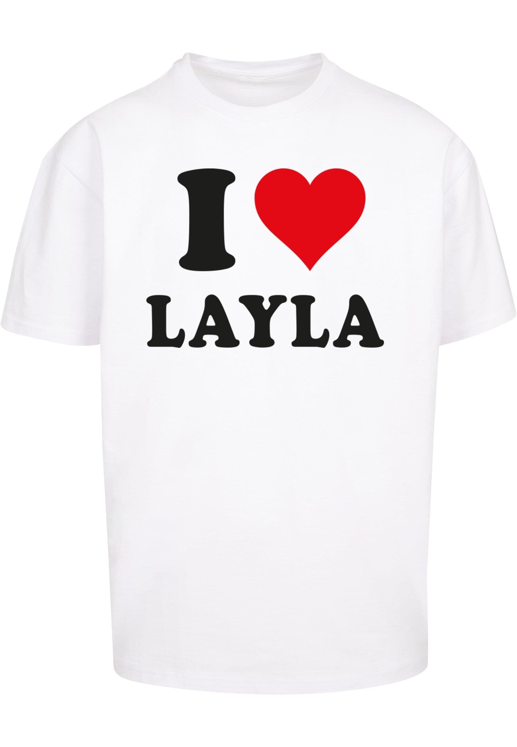 Beliebt 100 % Merchcode T-Shirt Love I (1-tlg) Tee Herren Layla Oversize white