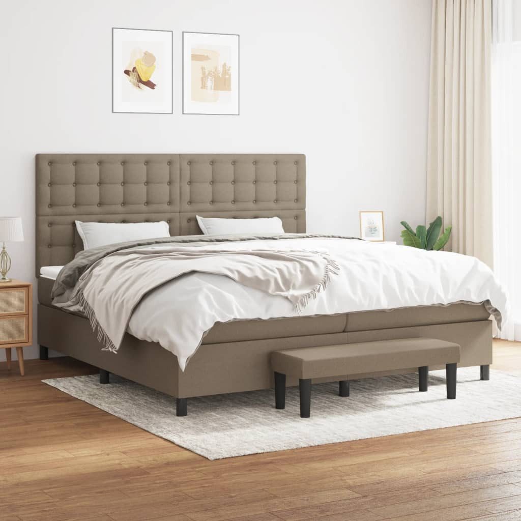 vidaXL Boxspringbett Boxspringbett mit Matratze Taupe 200x200 cm Stoff Bett günstig online kaufen