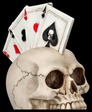 Figuren Shop GmbH Dekofigur Totenkopf Figur - Pokerkarten - Four of a Kind - Gothic Dekoschädel