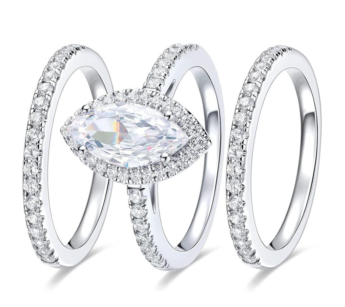 Jumpeak Verlobungsring Ring-Set,Im Labor gezüchteter Diamant3ct,D,VS1,2EX,Damen-Diamantring, Geschenk für frau,Geschenk ideen für frau,Liebes geschenk für sie