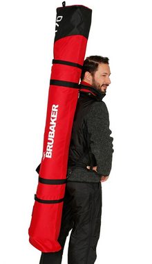 BRUBAKER Skitasche Carver Pro XP Ski Tasche - Rot Schwarz (1-tlg., reißfest und schnittfest), gepolsterter Skisack mit Zipperverschluss und Rucksacksystem