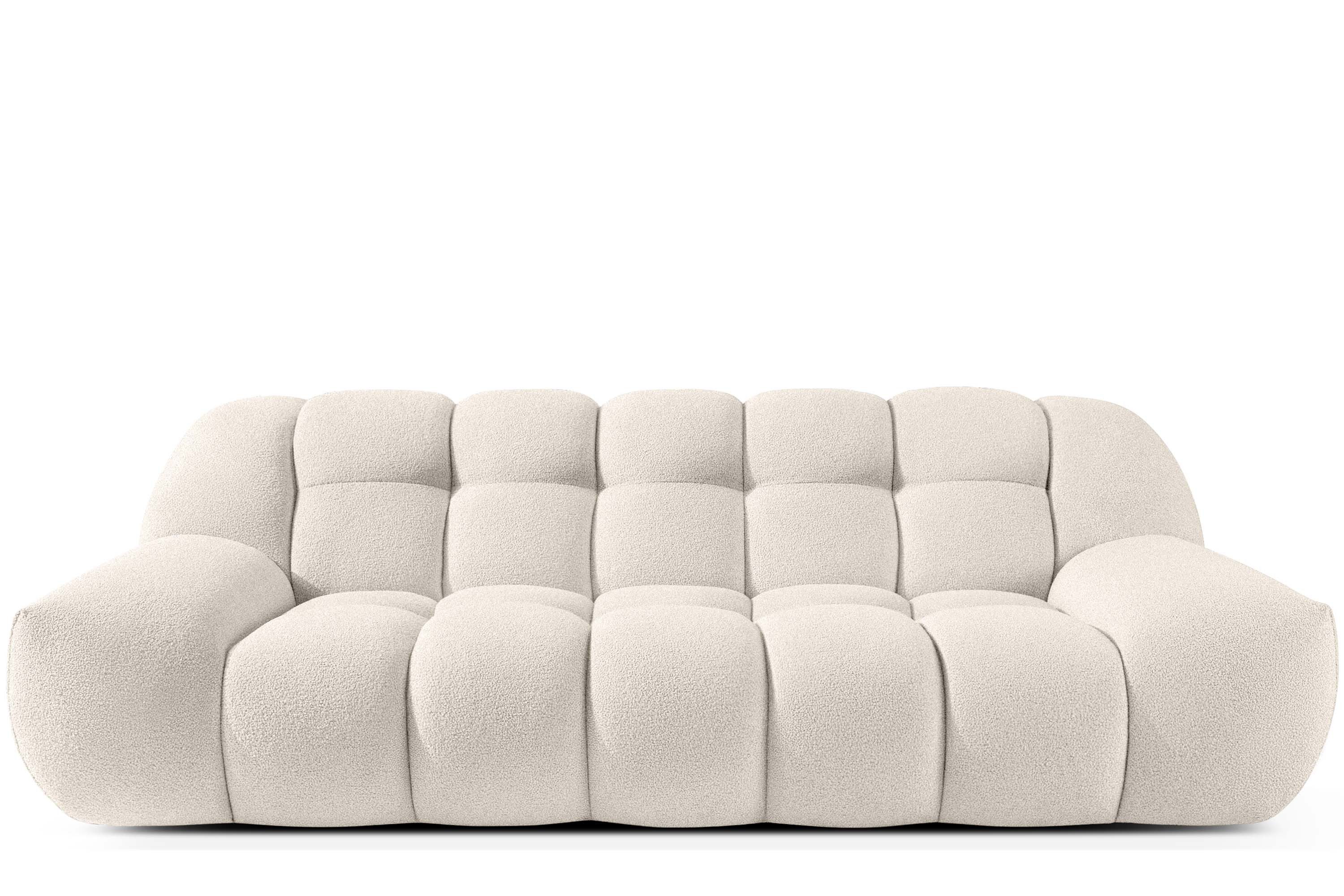 KONSIMO® 3-Sitzer VENA Einzelsofa, Japandi-Stil, Premiumqualität aus EU, 225 cm x 72 cm x 100 cm, 2-Sitzer Sofa, handgefertigter Bubble-Effekt, organische Form, Bouclé