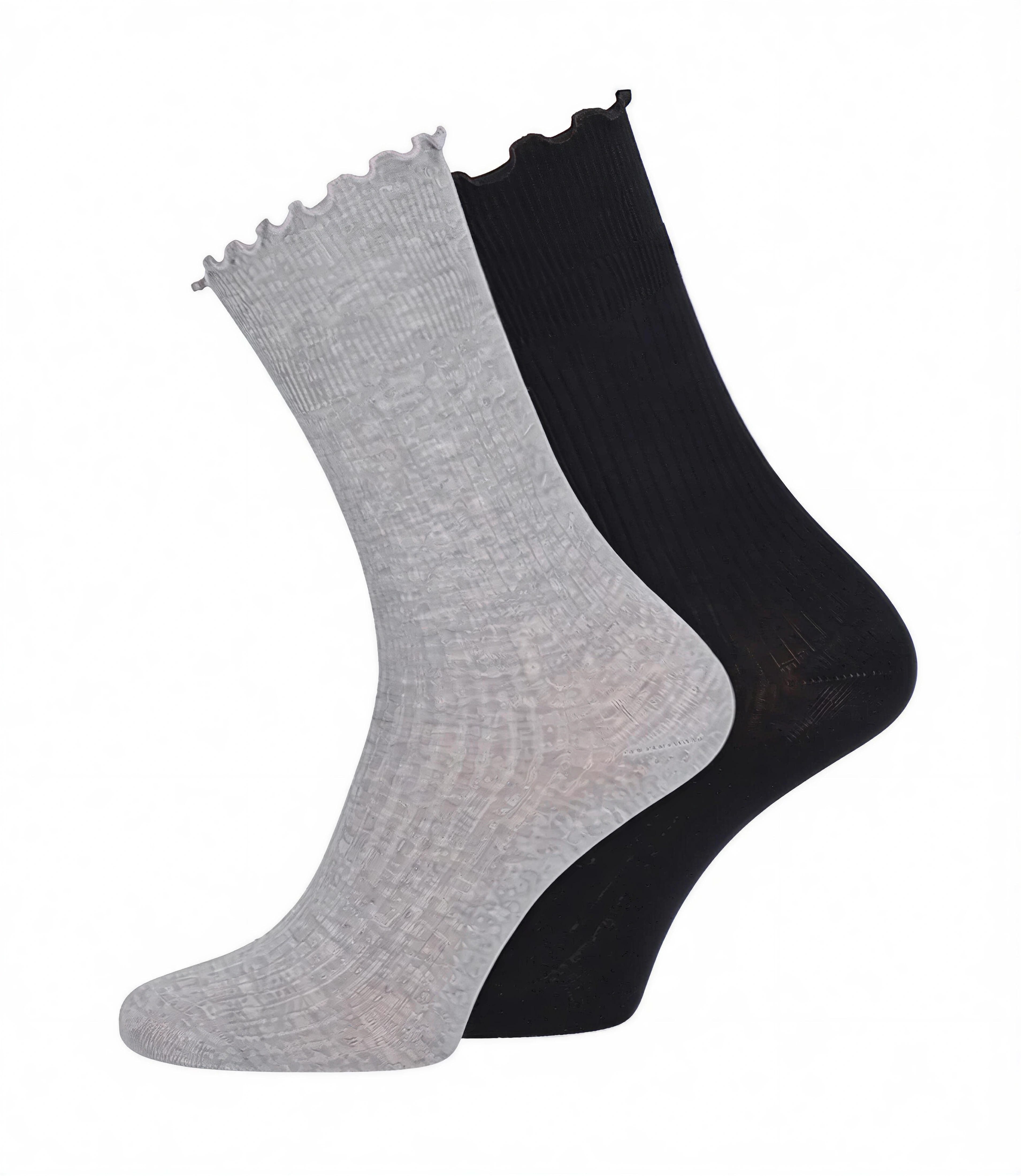 Tamaris Basicsocken Damen mit Rüschen-Abschlussbund (Set, 2-Paar, 2-er Pack) aus hautfreundlicher Baumwolle