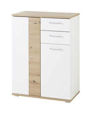 möbelando Schuhschrank SIGNO II (BxHxT: 80x106x38 cm) aus MDF in Artisan/Weiß mit 2 Schubladen und 2 Türen