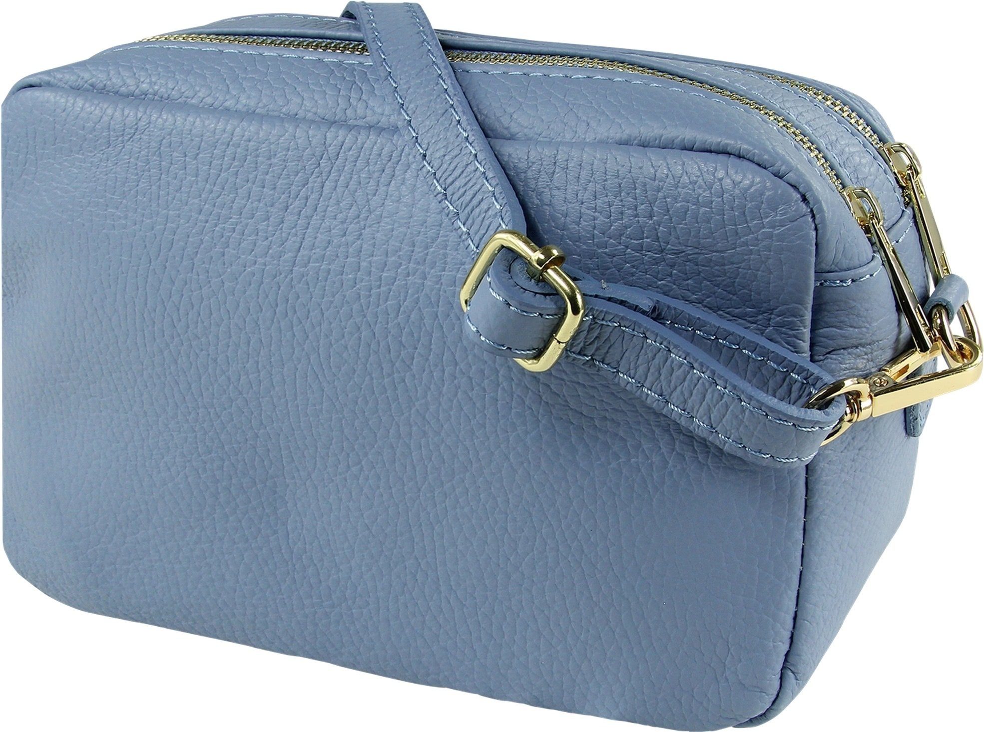 Toscanto Umhängetasche Toscanto Tasche hellblau Umhängetasche (Umhängetasche), Damen Leder Umhängetasche, hellblau ca. 22cm