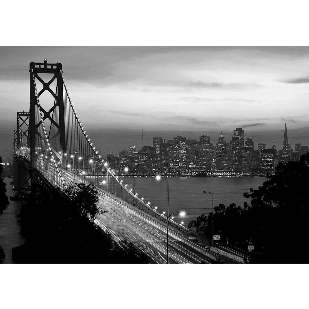 liwwing Fototapete Fototapete Brücke San Francisco Skyline Nacht Golden Bridge liwwing no. 1010, USA