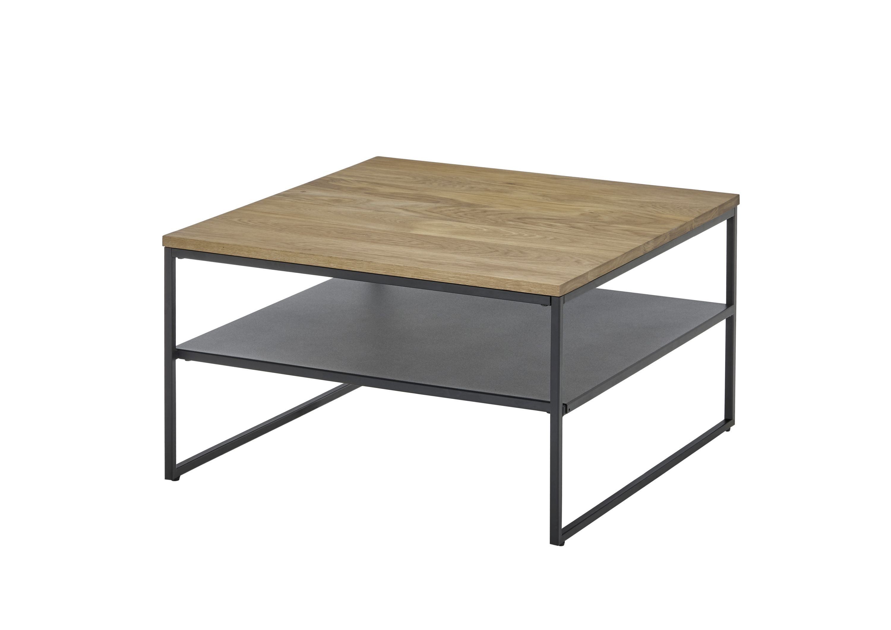 Robas Lund Couchtisch MINERAL, Eiche massiv geölt m. Metallrohrgestell schwarz, quadratisch, belastbar bis 30 kg, B/H/T: 70x40x70 cm
