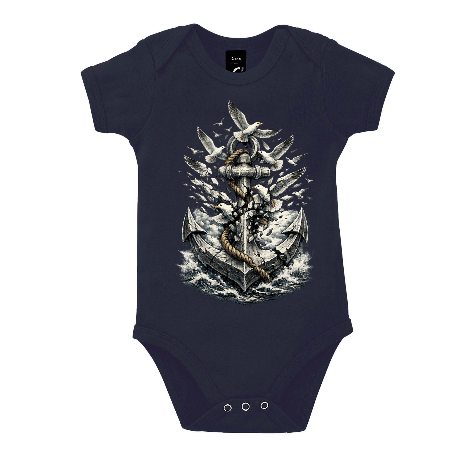 Blondie & Brownie Strampler Baby Body Anker Maritim Möwe Hafen Design Baumwolle Komfort Fit Style (Einzelteil, Einzelartikel) AnkerMoewe Baby Body Nautik Design