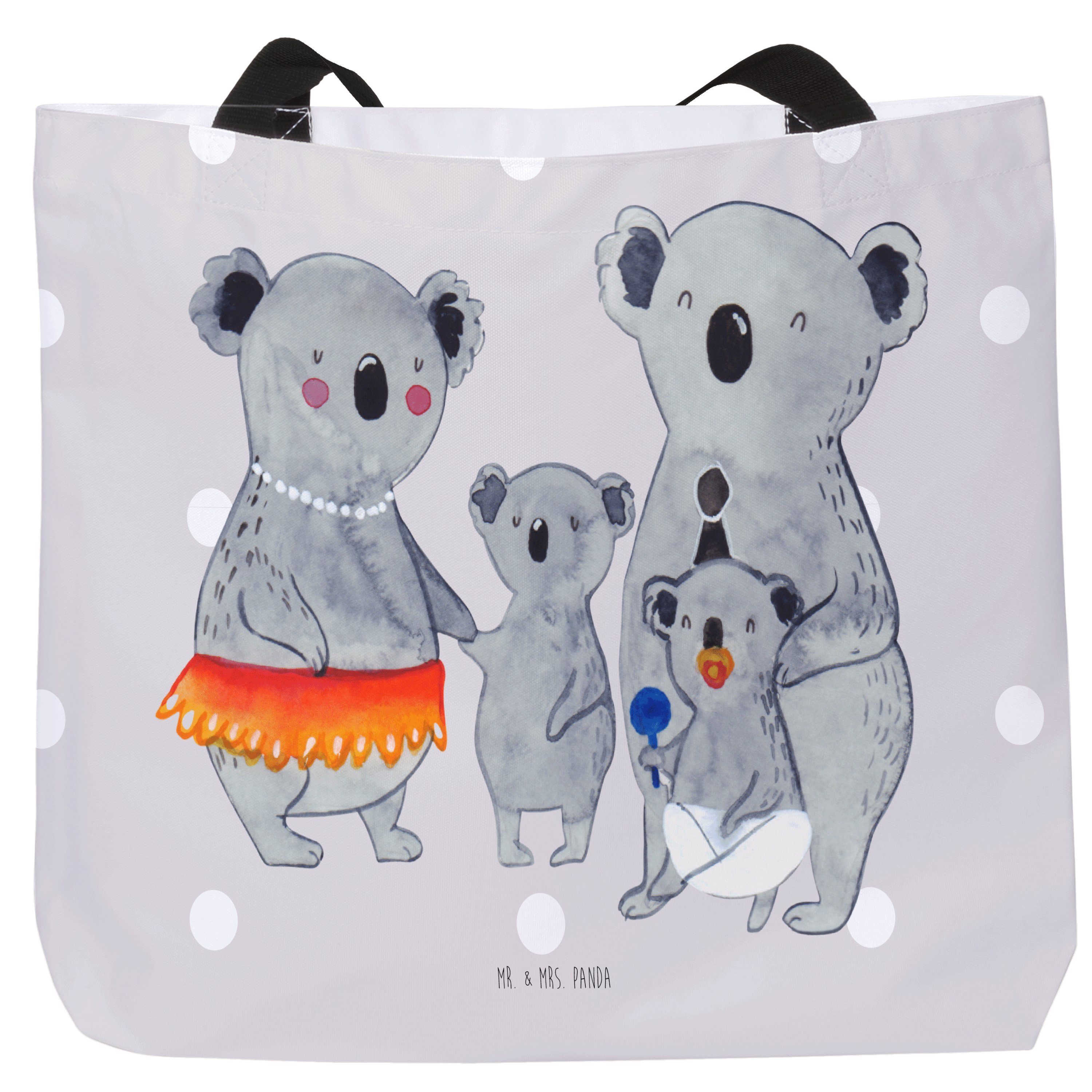 Mr. & Mrs. Panda Shopper Koala Familie - Grau Pastell - Geschenk, Vatertag, Shopper, Muttertag (1-tlg)