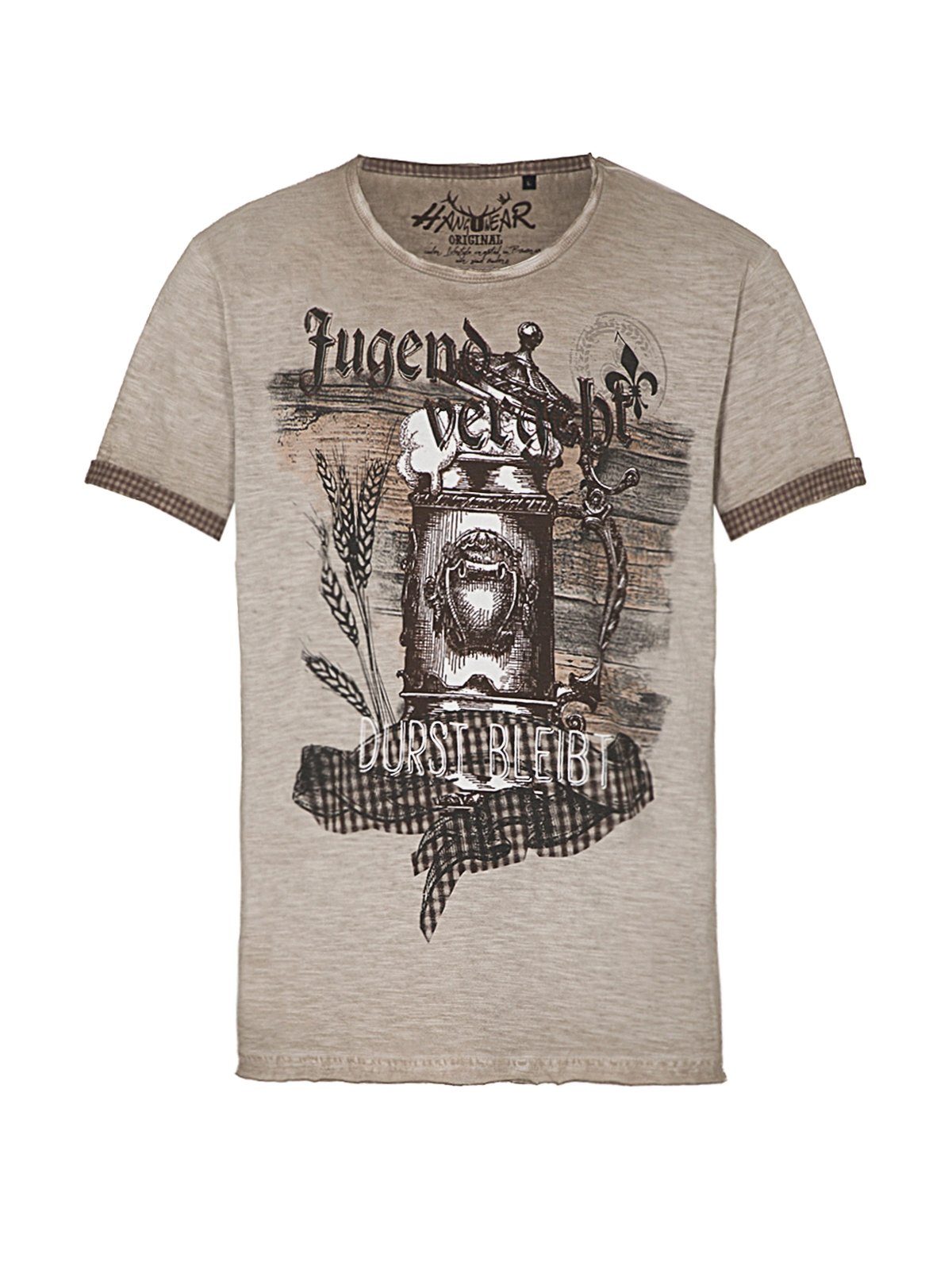 Hangowear Trachtenshirt T-Shirt DURST-BLEBT grau